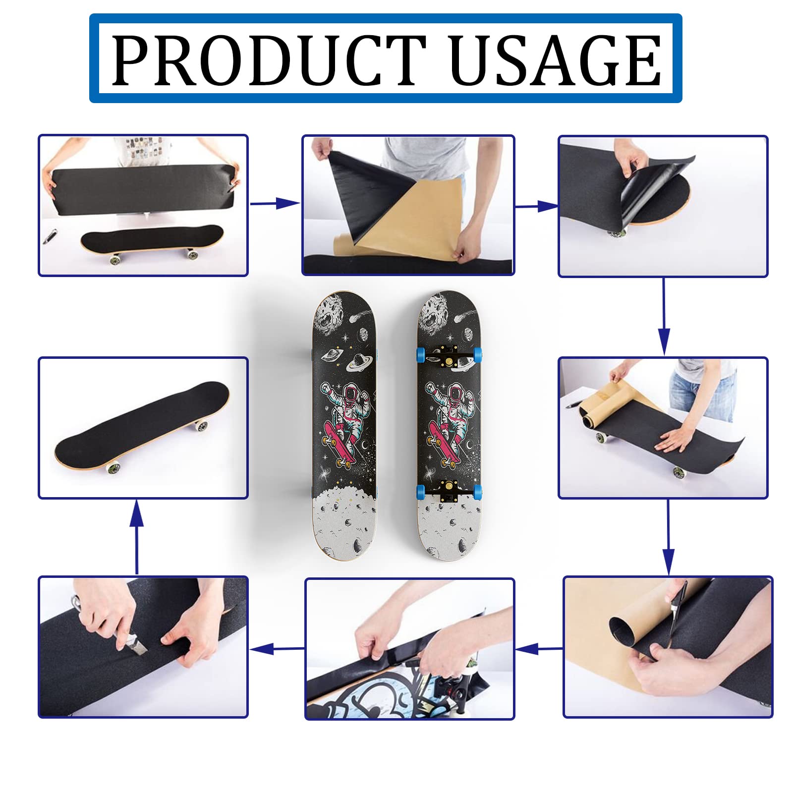 Autocollant Antidérapant étanche Pour Skateboard - Bande De Grip Abrasive, Protection Et Déco Pour Trottinette Freestyle, Taille 85x24x0.1 Cm