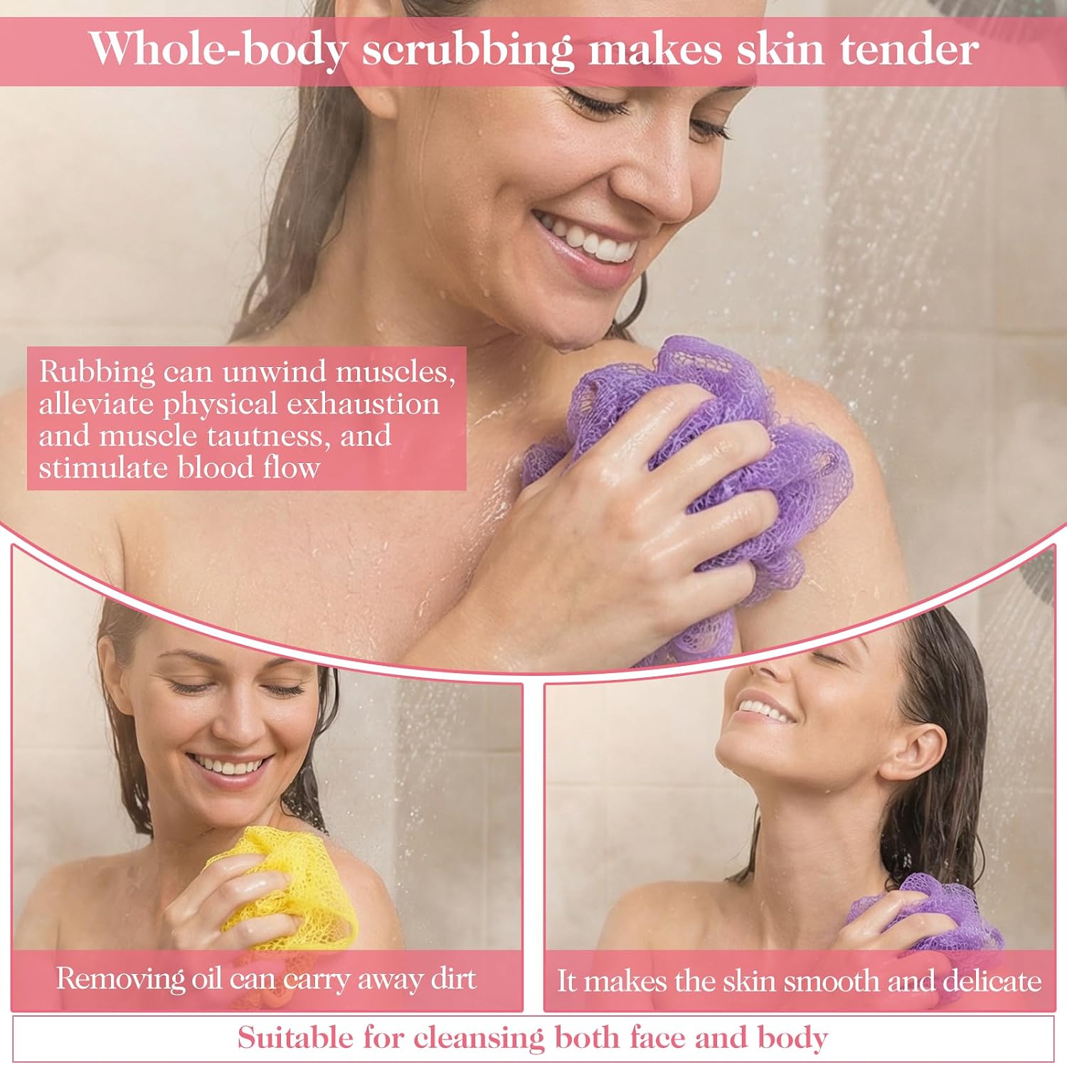 Thinp 6 Pcs Exfoliating Washcloths for Body, Double Sided Shower Wash Cloth Exfoliating Face Cloth for Deep Cleaning Face Body Wash Cloths for Shower Men Women (6 Colors)