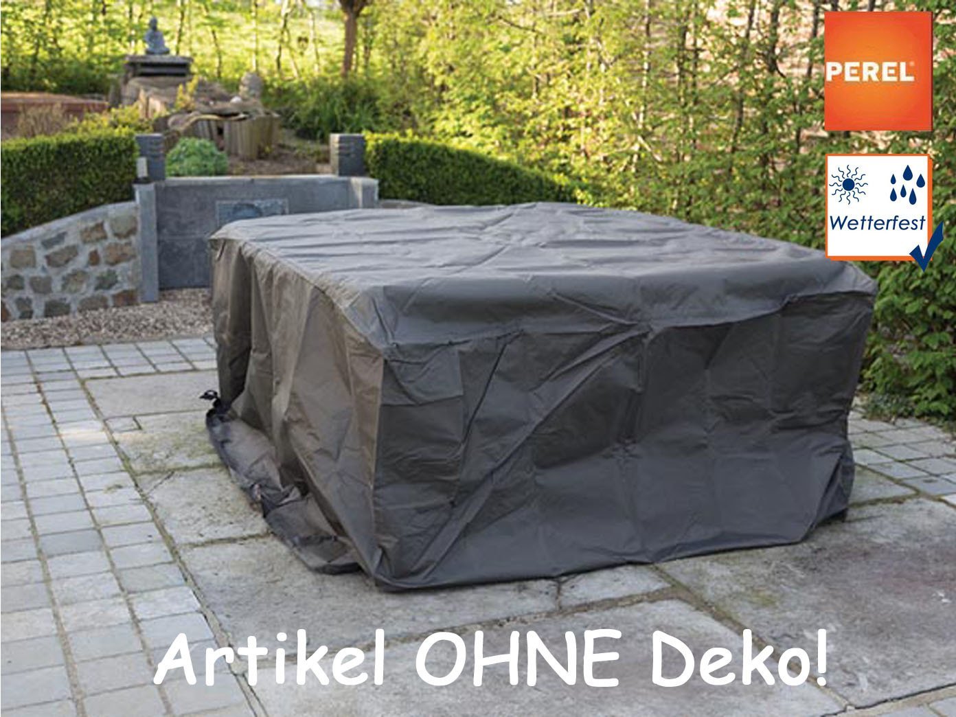 Perel Housse rectangulaire pour mobilier de jardin 245 x 150 x 95 cm, résistante à l’eau et aux UV, housse protectrice solide en tissu respirant pour grands ensembles