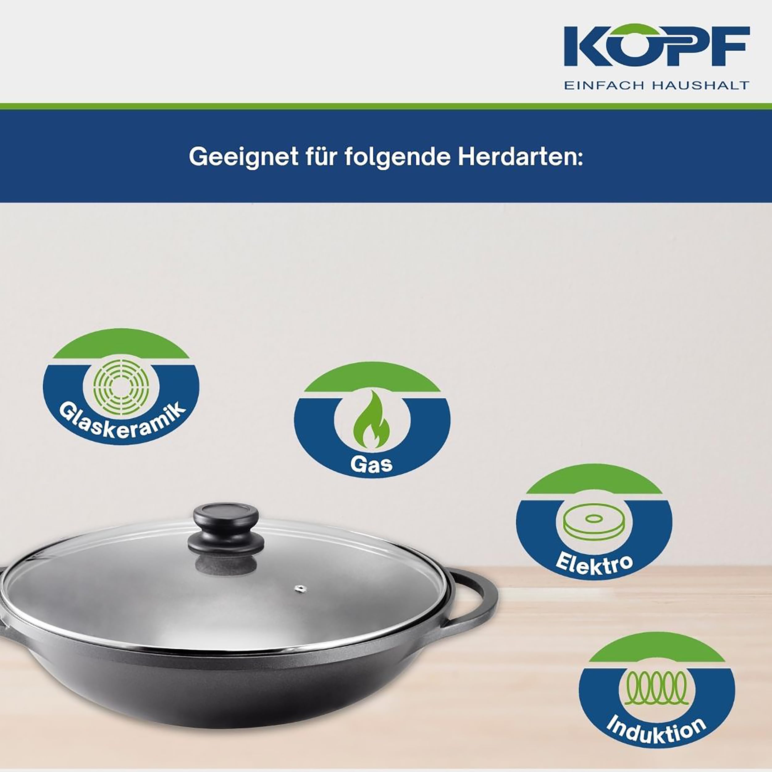 Kopf Induktion Wok Mai-Lu, Aluguss, Ø 36 cm