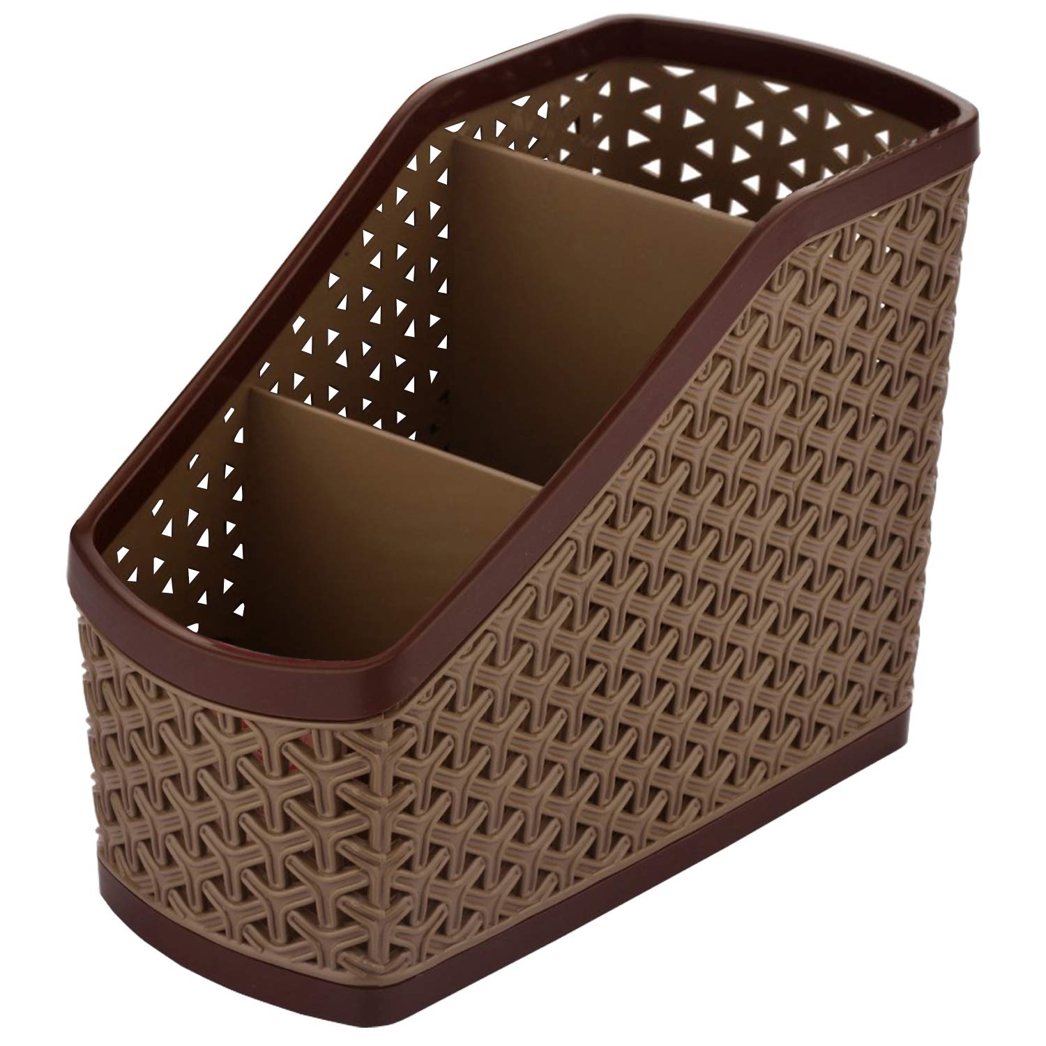 Heart Home Plastic Multipurpose Storage Basket for Bathroom, Kitchen, Office (Brown) - CTHH18758