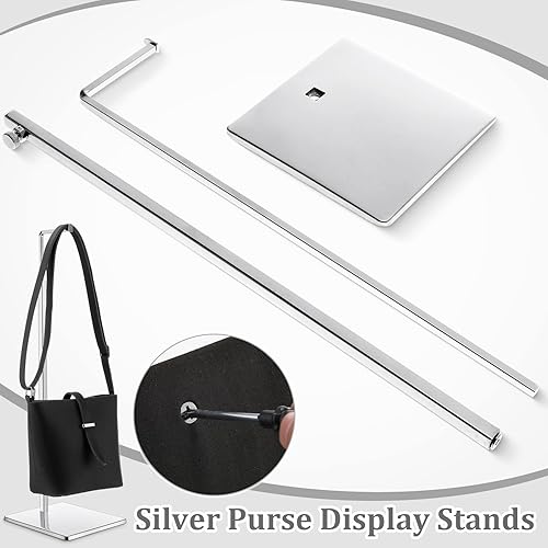 Vista 11 de Maitys Paquete de 4 soportes de exhibición para bolsos, soporte de exhibición de bolso de altura ajustable, estante de exhibición de bolsa de metal