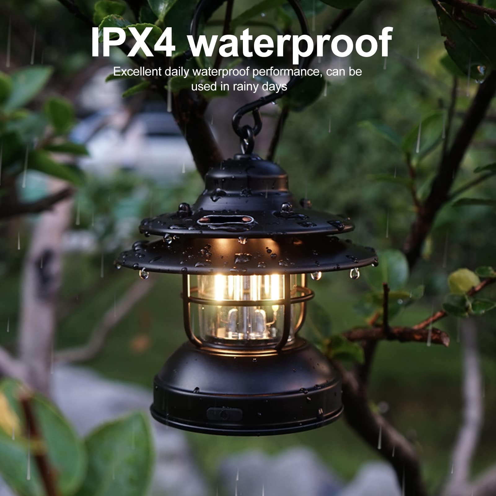 Lanterne de camping LED, lampe rétro à piles, étanchéité IPX4