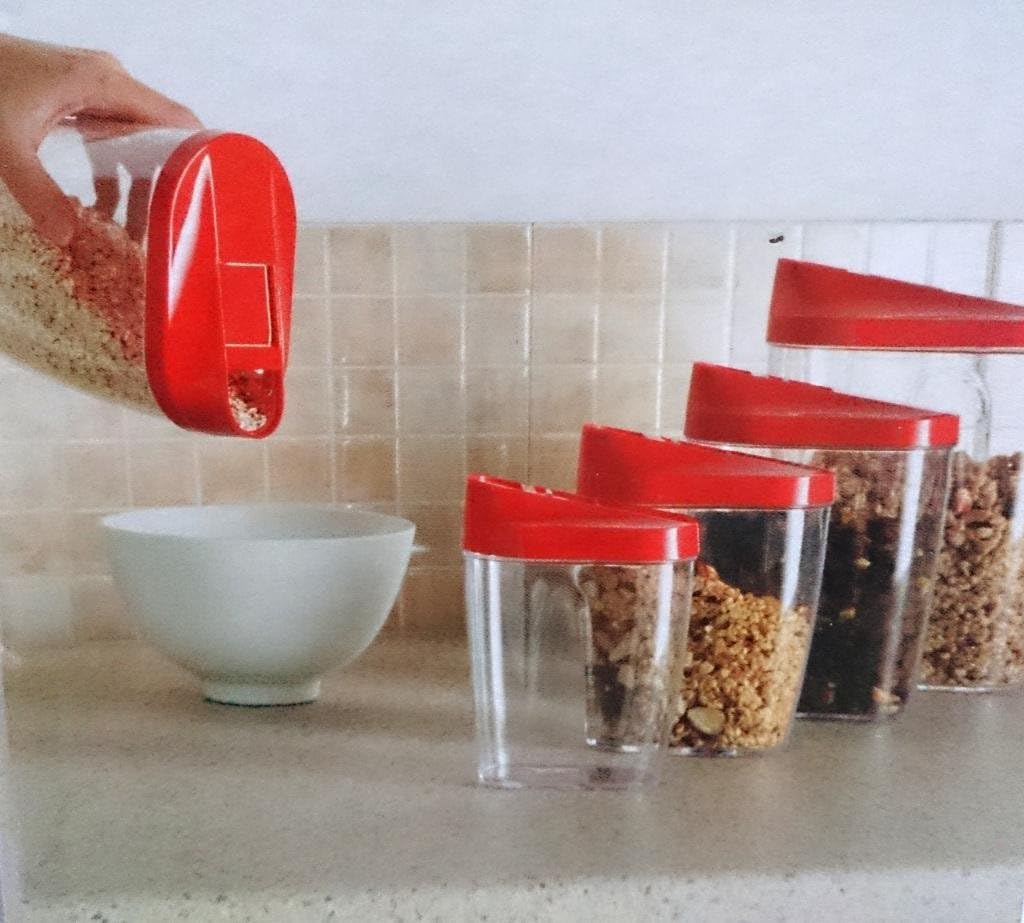 5 PIECE CLEAR CEREAL PASTA DRY FRUIT KITCHEN STORAGE CONTAINER JAR SET