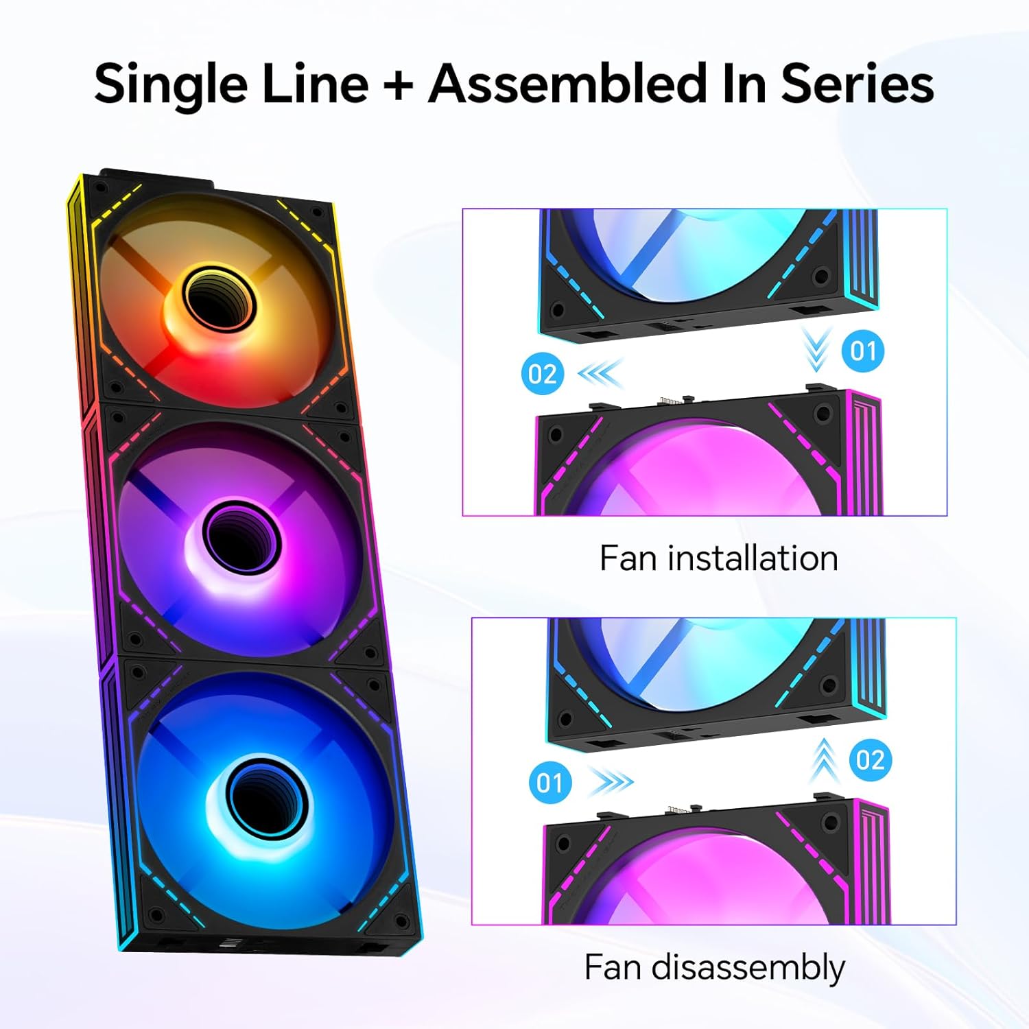 TL-M12Q-S X3 120mm ARGB PC Case Fans, 3-Pack PWM Fans, Daisy-Chain, 2000RPM, 68.9CFM High Airflow, S-FDB Bearing, Infinity-Mirror Lighting for PC Cases/Radiator