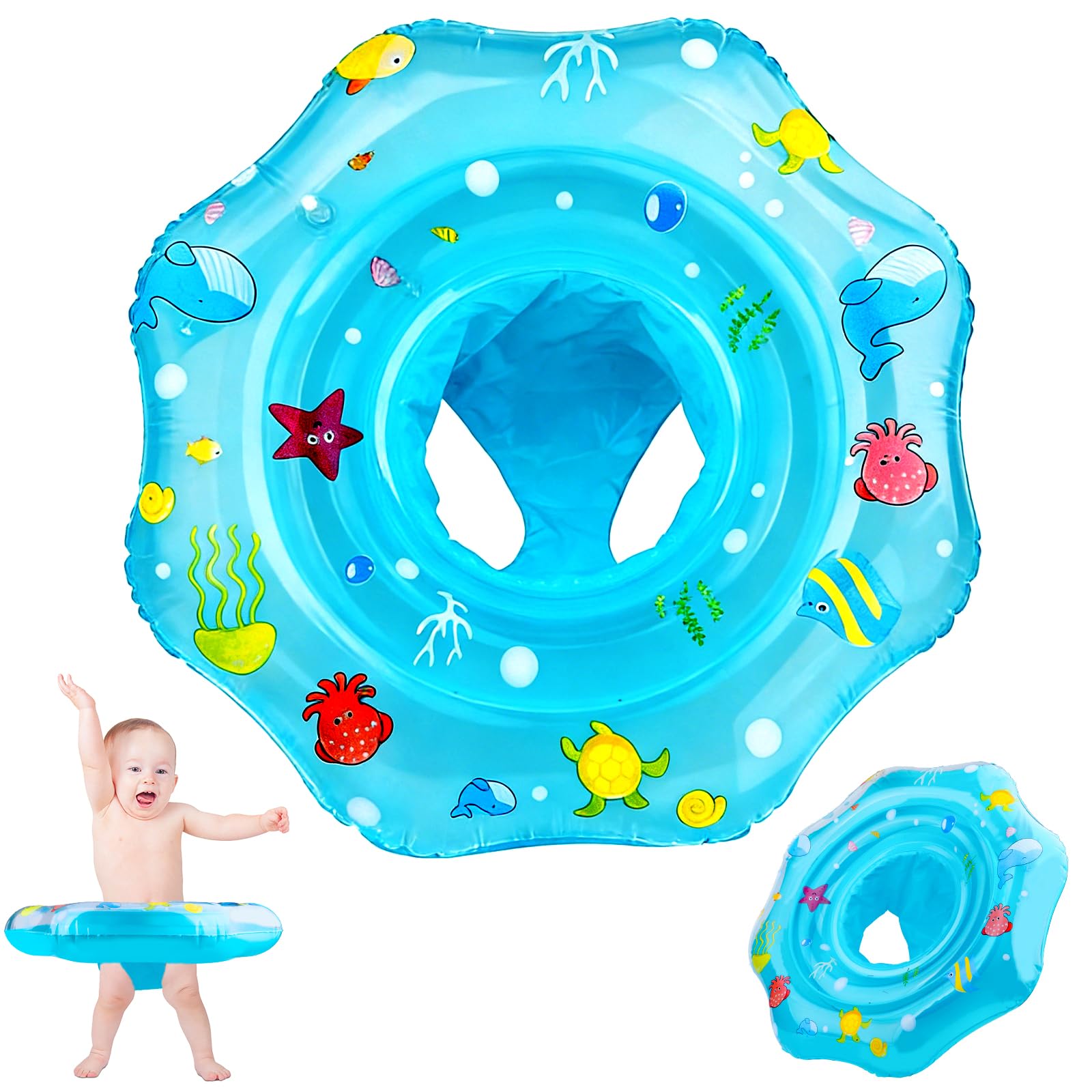 Baby Swimming Float, Inflatable Baby Swimming Ring with Safety Seat, Toddler Bath Toddler Swim Pool Bathing Accessories for Toddlers Kids 6-36 Months and Swim Training