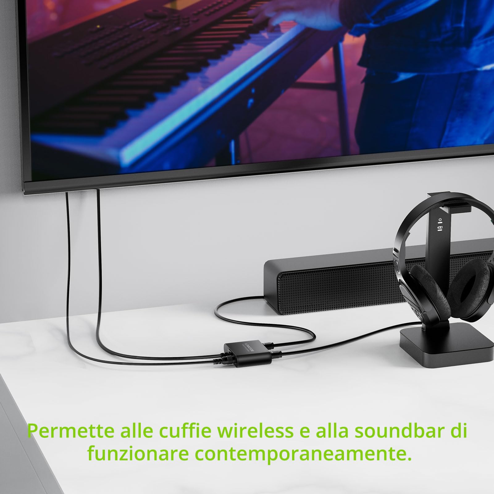 LiNKFOR Splitter Audio Ottico 1-in 3-out Con Cavo Toslink 3.3ft - Supporta LPCM2.0 DTS e Dolby-AC3 - Distributore 1X3 per TV DVD Amplificatore Soundbar PS5/PS4