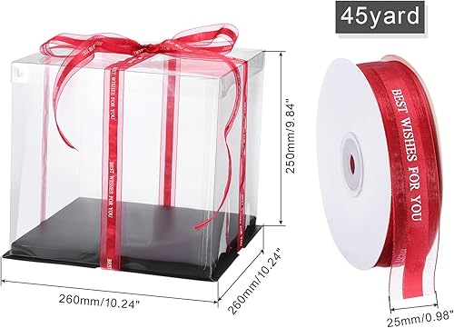 Miniatura 2 de uxcell Caja transparente para tartas, 4 piezas de 10 x 10 x 10 pulgadas, cajas altas para pasteles con cinta para embalaje de pasteles de 8