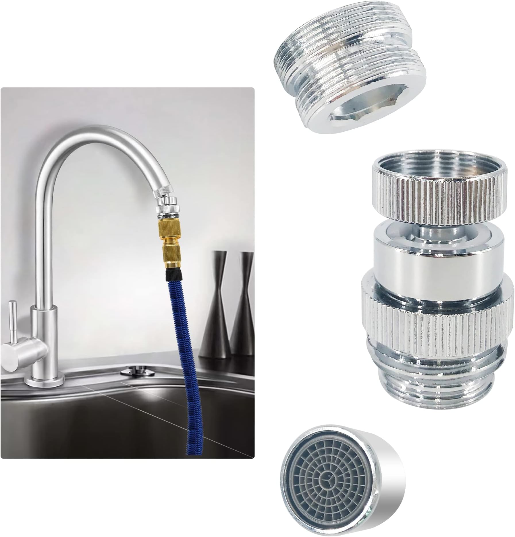 Hibbent Faucet Adapter Kit, Swivel Aerator Adapter to
