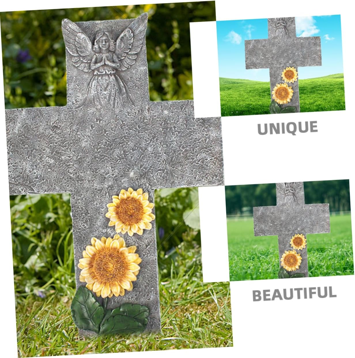 1セット向日葵デザインの十字架型墓碑 や墓地用メモリアルストー