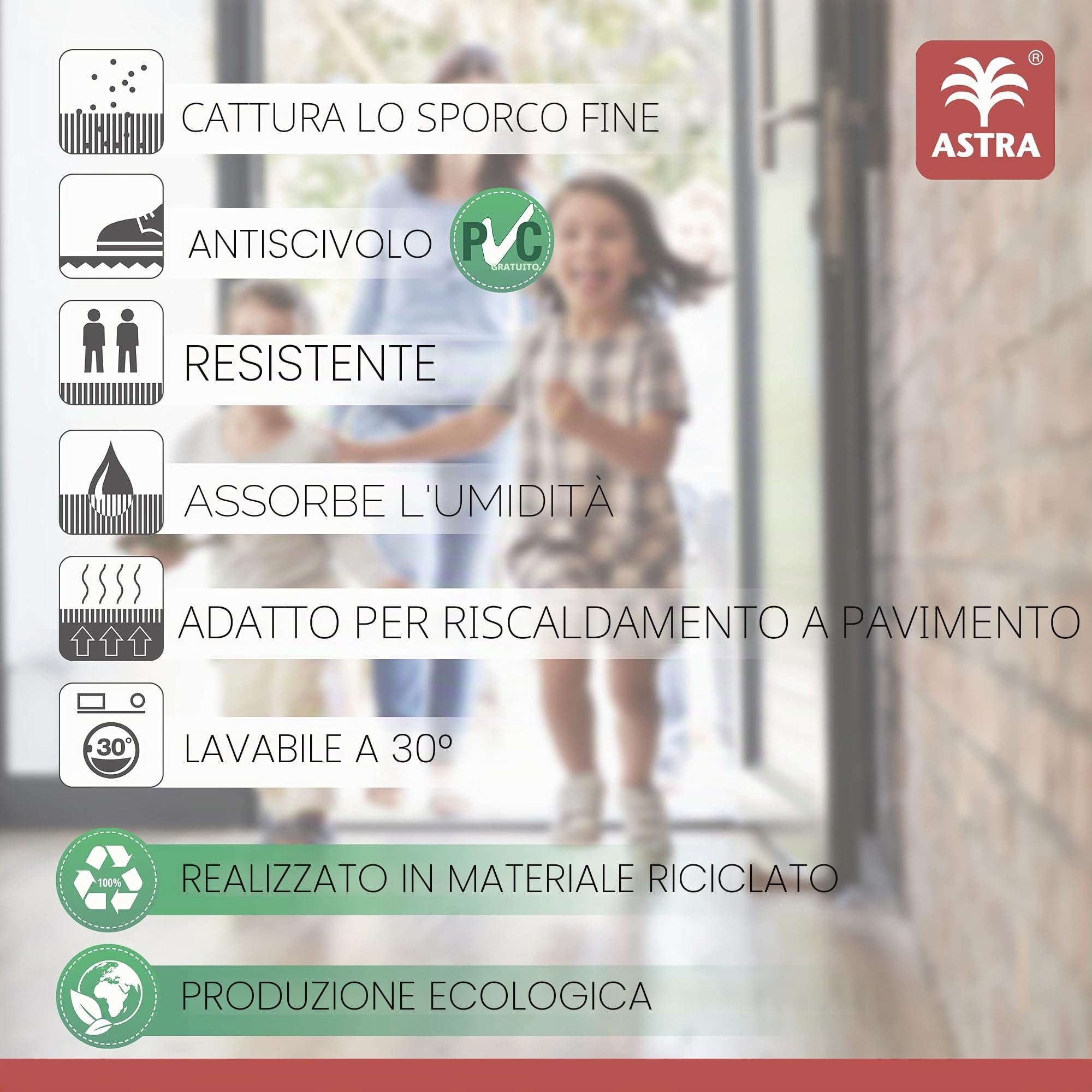 Astra Zerbino antiscivolo per interni - Monstera verde 50x130 cm - Tappetino antisporco lavabile e facile da pulire - Felicido Tappetino per l'ingresso, il corridoio, la porta d'ingresso