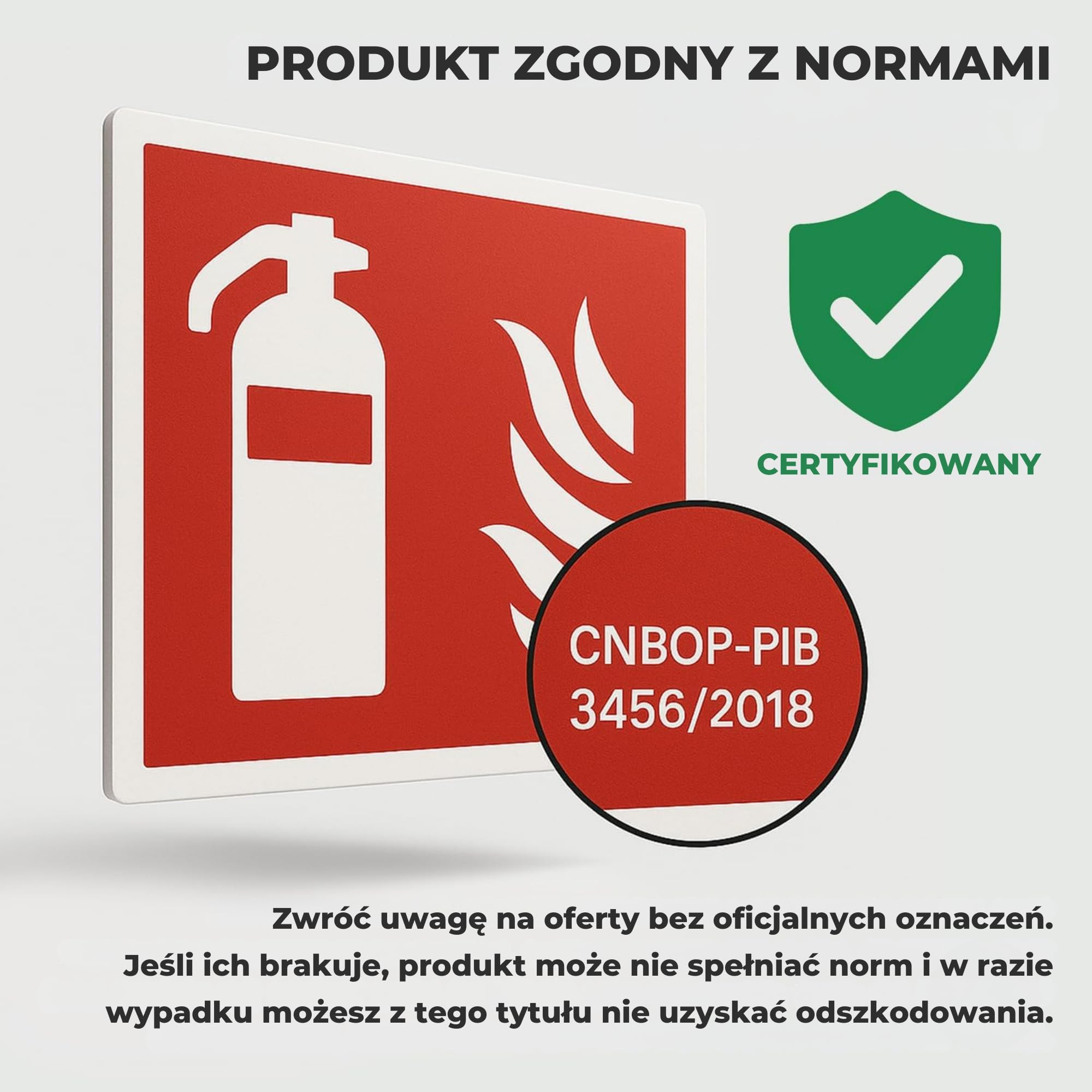 Naklejka „Gaśnica” z PVC [10 × 10 cm] | Samoprzylepna, zgodna z normą DIN EN ISO 7010 | Piktogram przeciwpożarowy | Do wnętrz i na zewnątrz | Odporna na warunki atmosferyczne
