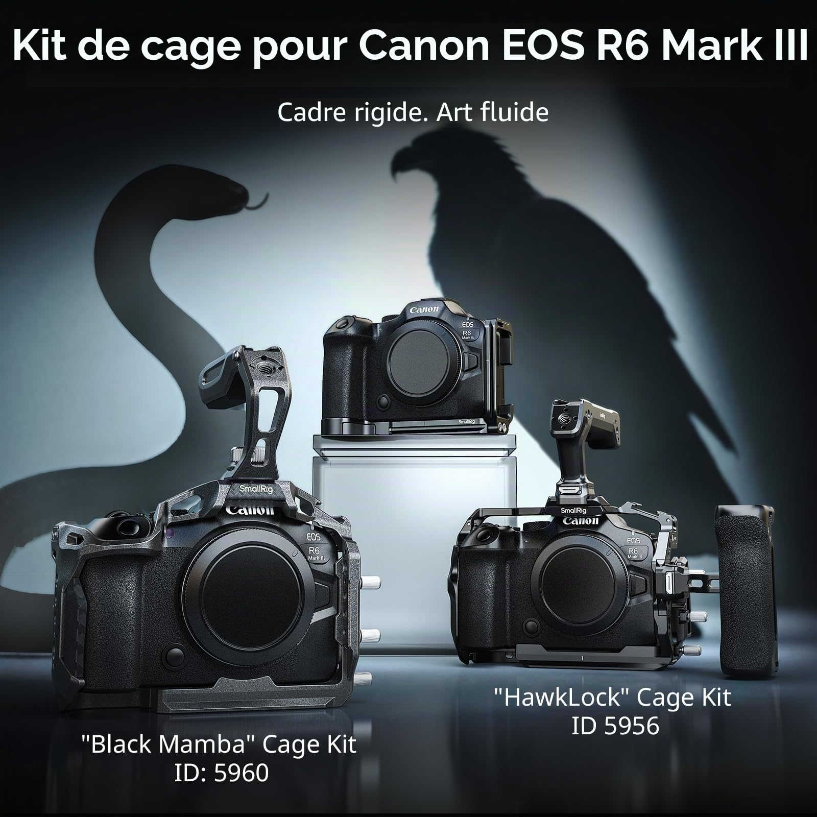 SMALLRIG R6 Mark III Demi-Cage pour Canon R6 Mark II / R5 Mark II, Plaque de Dégagement Rapide HawkLock pour Rail Arca/NATO, Compatible pour DJI RS 3 / RS 3 Pro/RS 4 / RS 4 Pro - 5953