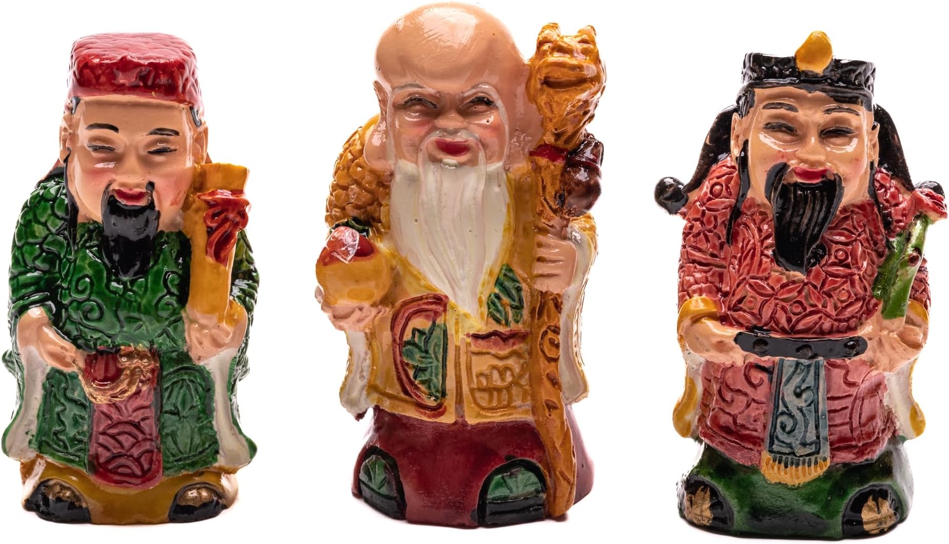 Plus Value Fuk LUK Sau Trinity of Deities Health Wealth Happiness 3 Wise Men Feng Shui Product for Home, Office Decor (Miniature)