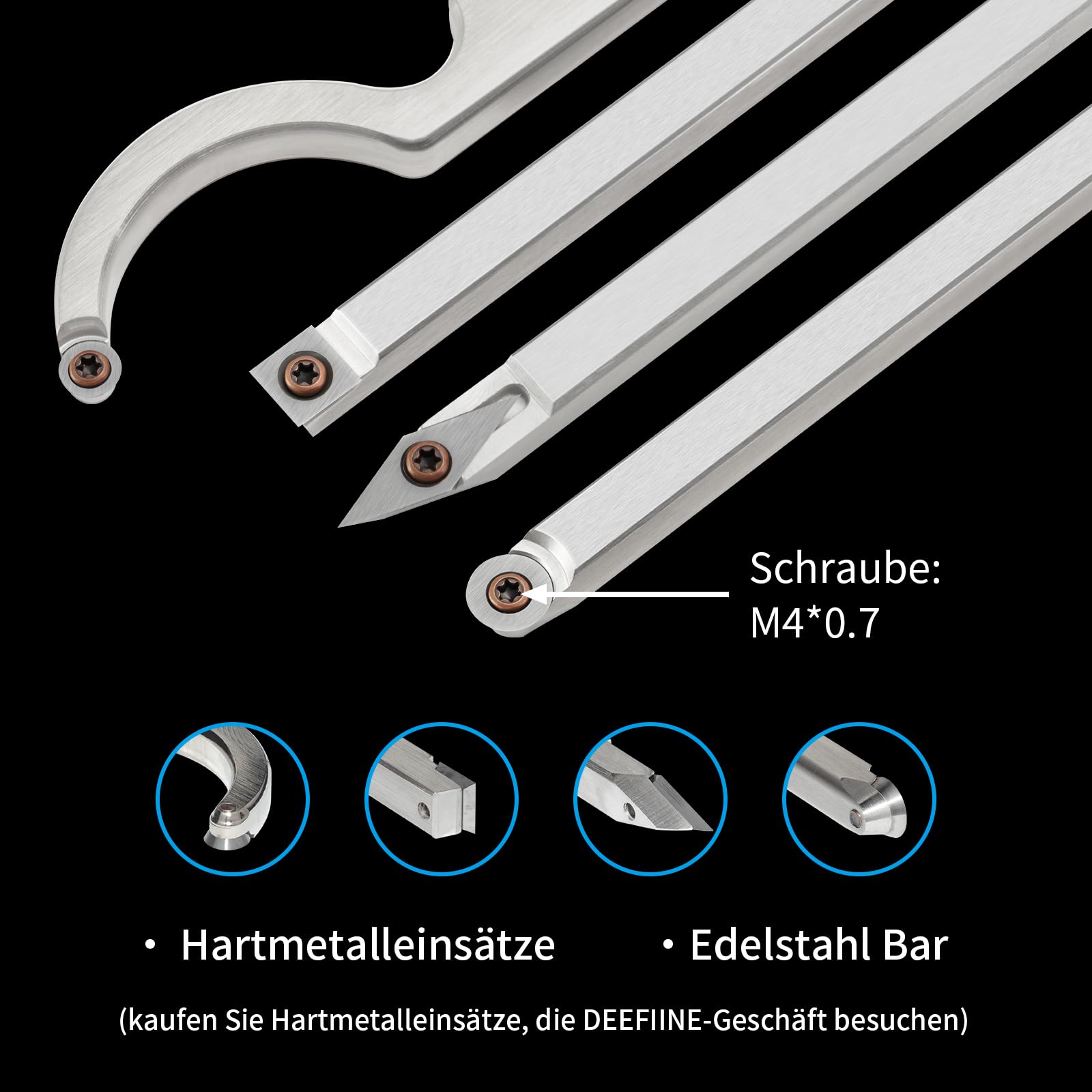 Drechseleisen Set,Drehwerkzeuge für Holz Mit Hartmetall-Schneidplatten,verstellbare Drechselmesser set Für Drechselbank Schnitzholz.(6B)