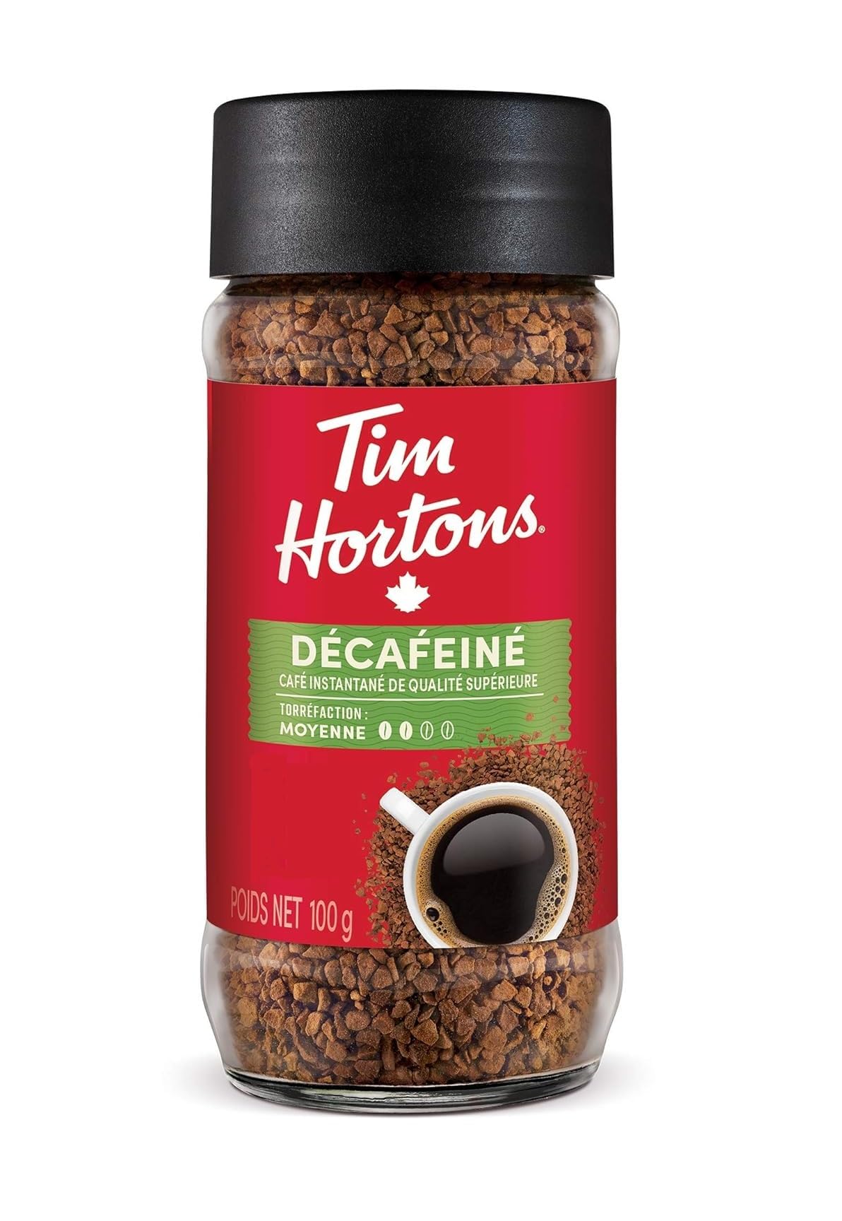 Tim Horton Decaf Premium Quality Instant Coffee, Medium Roast, 100g