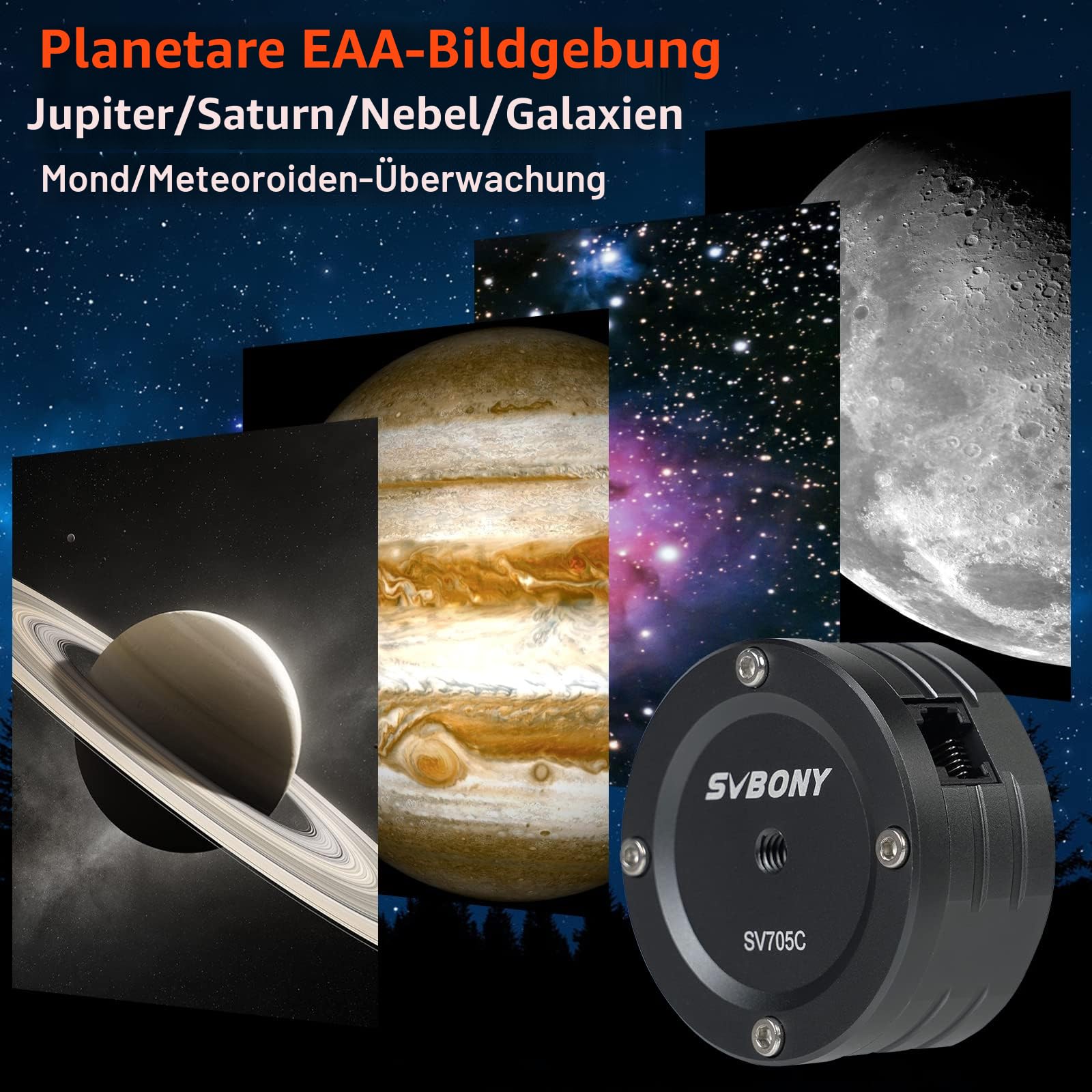 Svbony SV705C Astrokamera, USB3.0 FarbKamera mit IMX585 Color CMOS ST4 Port Groß Full Well, Dual Gain HDR Hohe NIR Empfindlichkeit, Teleskop Okular Kamera für Planetare Fotografie EAA Bildgebung