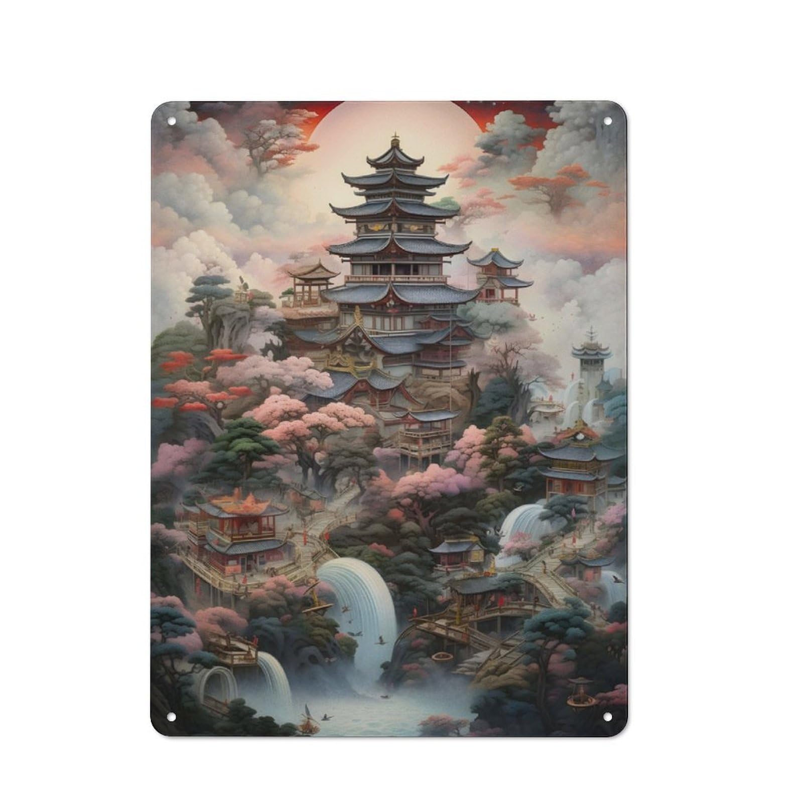 Junmoney Fantasy Forest In Japan Metal Sign 40X30cm With For Workshop Wall, Rustic Decor, For Garage, Workshop And Man Cave Decoration