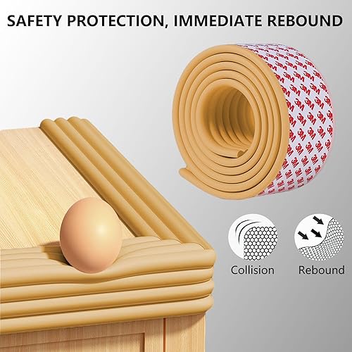Miniatura 5 de 2 rollos de tira de protección de seguridad para bebés de 6.5 pies + 5 esquinas, protector de bordes de escritorio, protector de esquinas para