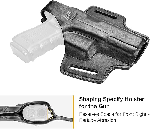 Miniatura 5 de OWB - Funda de pulgar para Colt 1911 y 1911 5 pulgadas, Glock 17 19 19 x 22 23 31 32 45Taurus G2C G3C, PT111 PT140. Funda de cuero de grano completo