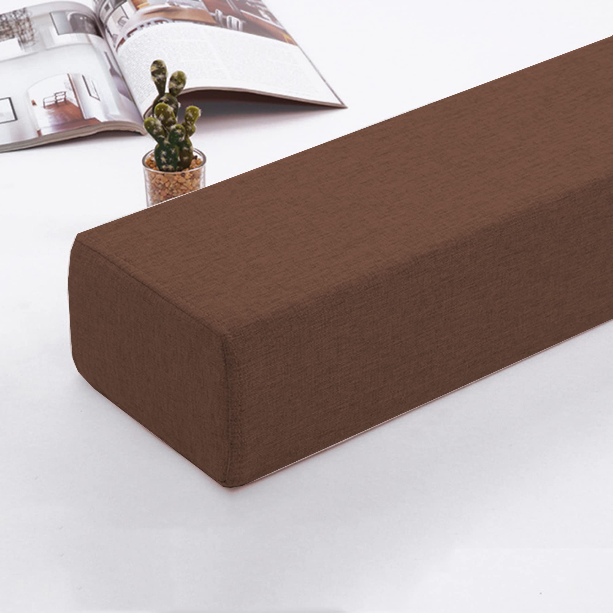 Rectangle Bolster Long Armrest Cushion, Mattress Connector Close The Gap, Custom Size Headboard Pillow Armrest Pillow for Double Beds/Wall Side Between Seam,120 * 8 * 8cm,Brown