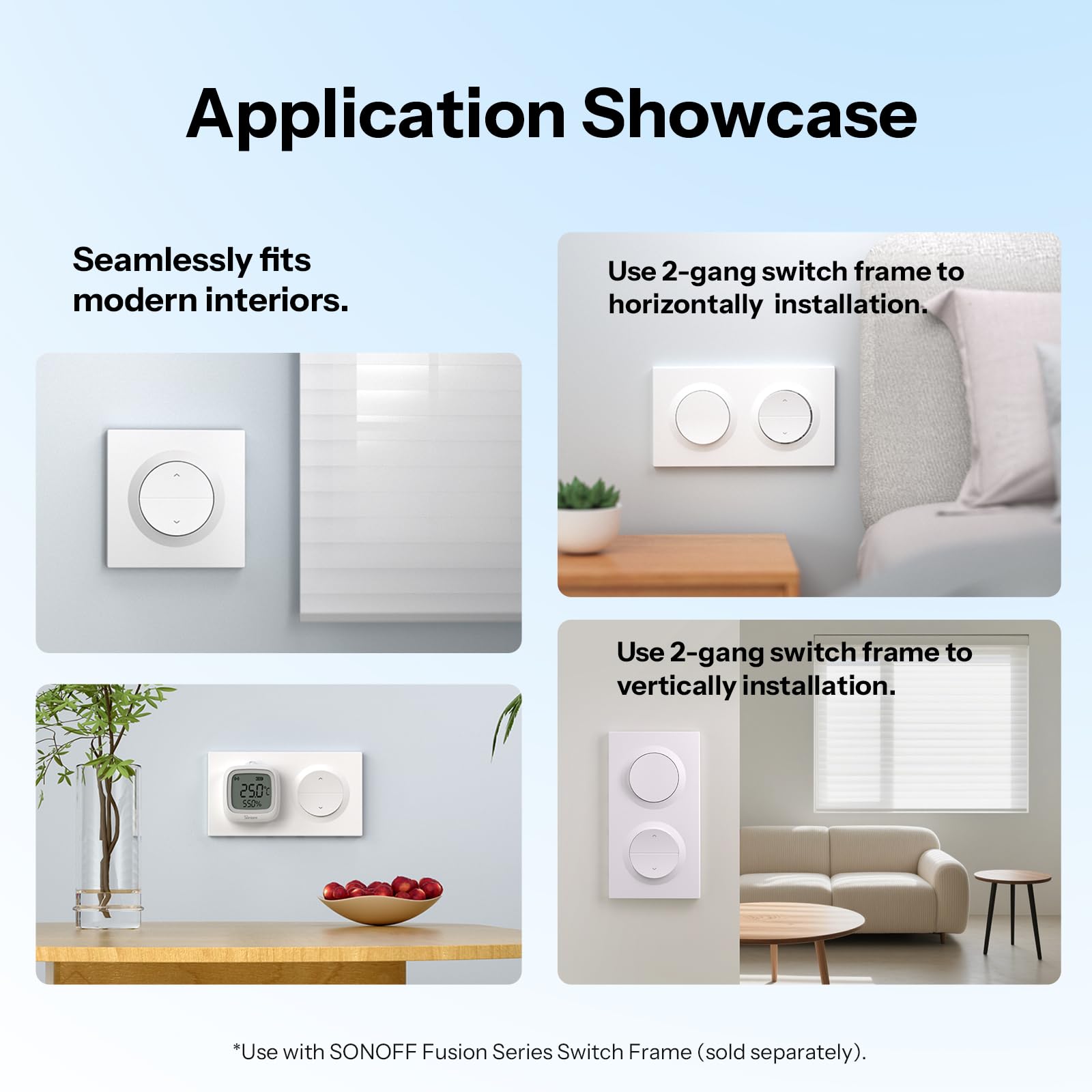 SONOFF Fusion, Interrupteur Intelligent Matter à Rideau Roulant, Orb-RBS(MINI-RBS-E), Wi-Fi 2,4GHz, Contrôle en Pourcentage, Minuterie et Voix, Compatible avec Alexa/Google/Home Assistant, Nécessite