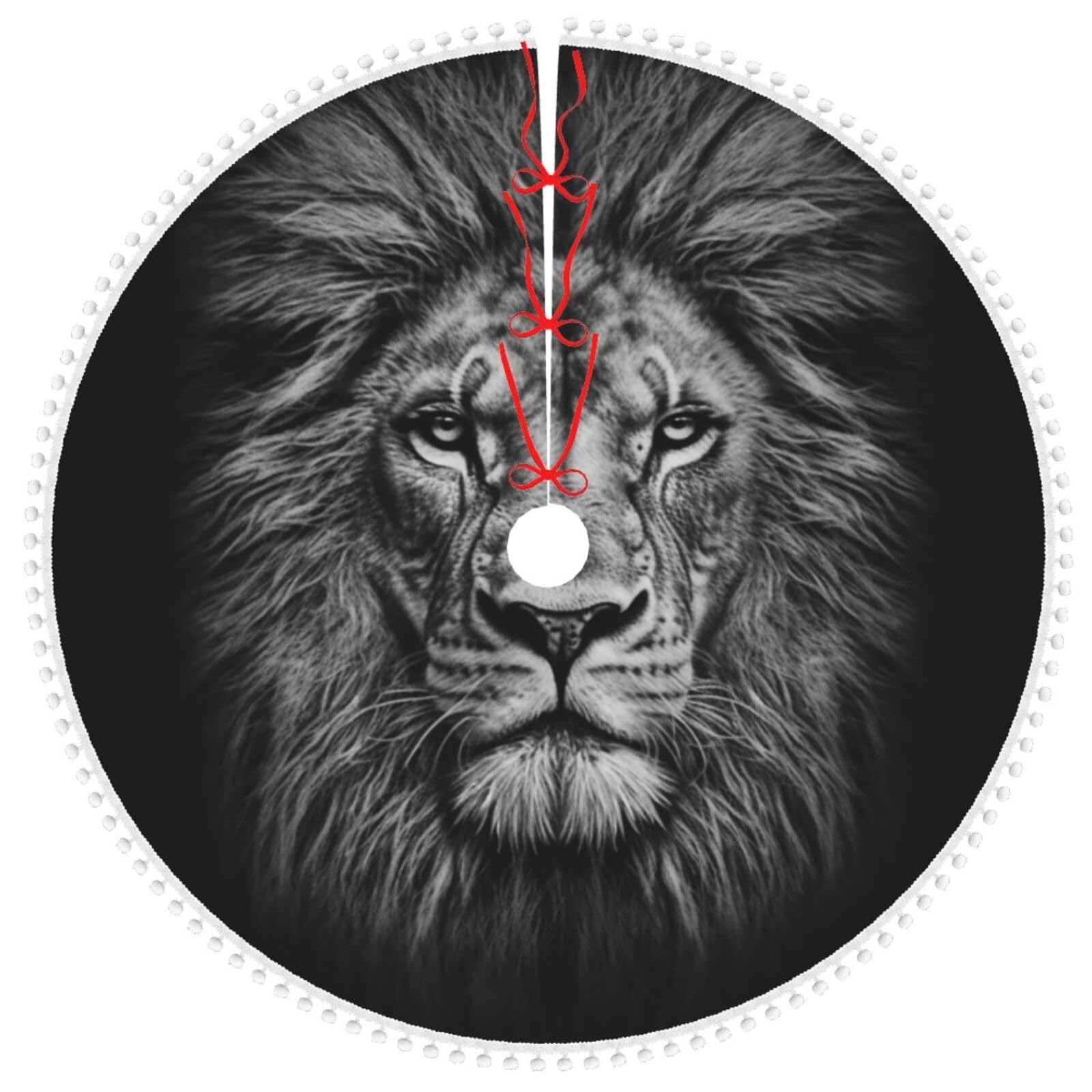 Jupe de sapin de Noël lion noir et blanc 122 cm pour réchauffer l'ambiance familiale