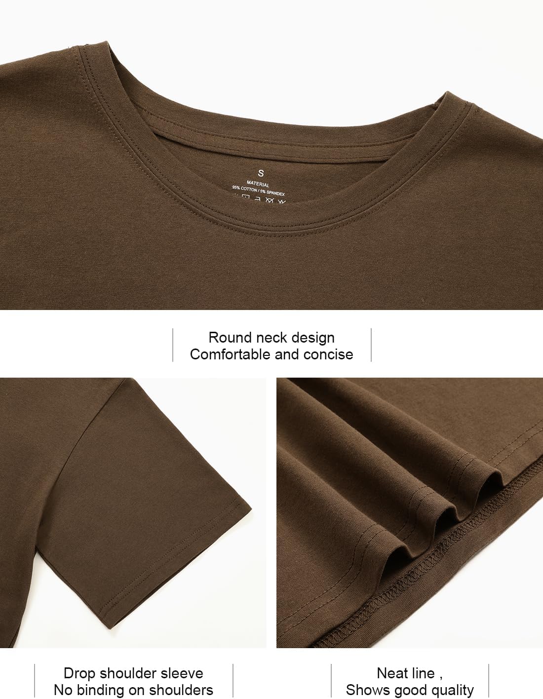 Xelky Womens Crop Casual Tops Tshirt Cotton Loose Workout Short Sleeve Round Neck Tee Yoga Running Shirts 4 Pack - Image 5