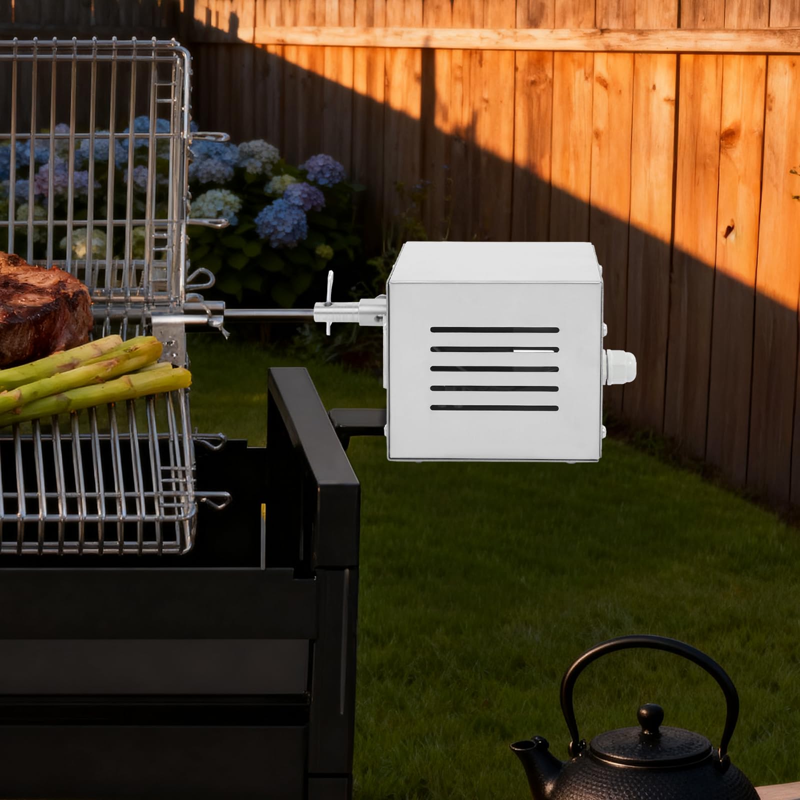 Moteur de barbecue - 25 W - En acier inoxydable - 220 V - Prise européenne - Pour brochettes et barbecue - Design moderne - Haute performance - Silencieux - Pour jardin et terrasse