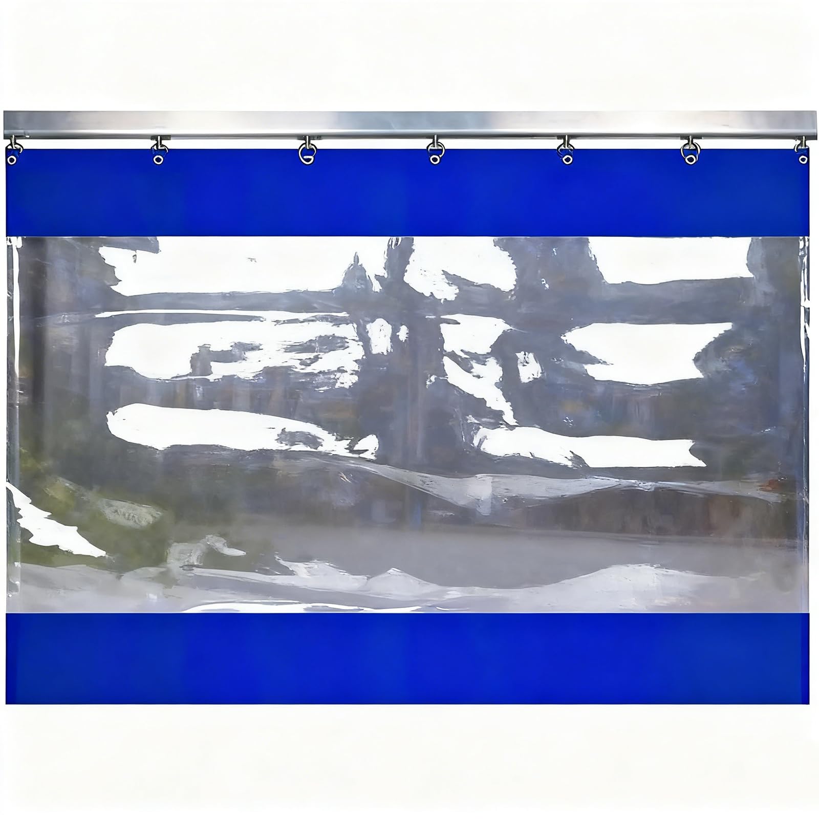 Bâche transparente en vinyle étanche 2,72x2,11m bleue pour séparation de garage