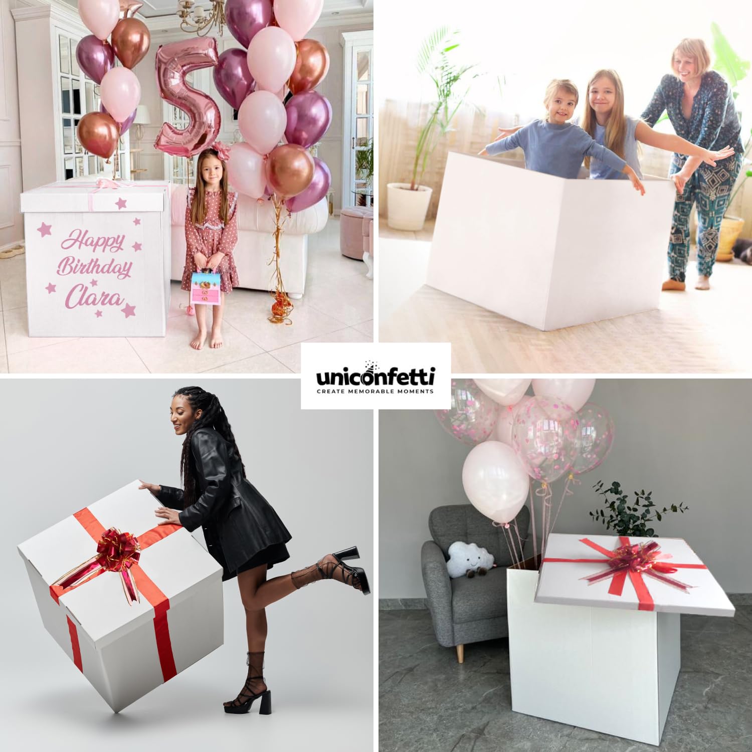Extra große Geschenkbox, 71,1 x 71,1 x 71,1 cm, riesige, weiße Geschenkboxen mit Deckel für große Geschenke, große Geschenke für Geburtstagsüberraschung, besondere Anlässe, einzigartige Feiern, nicht