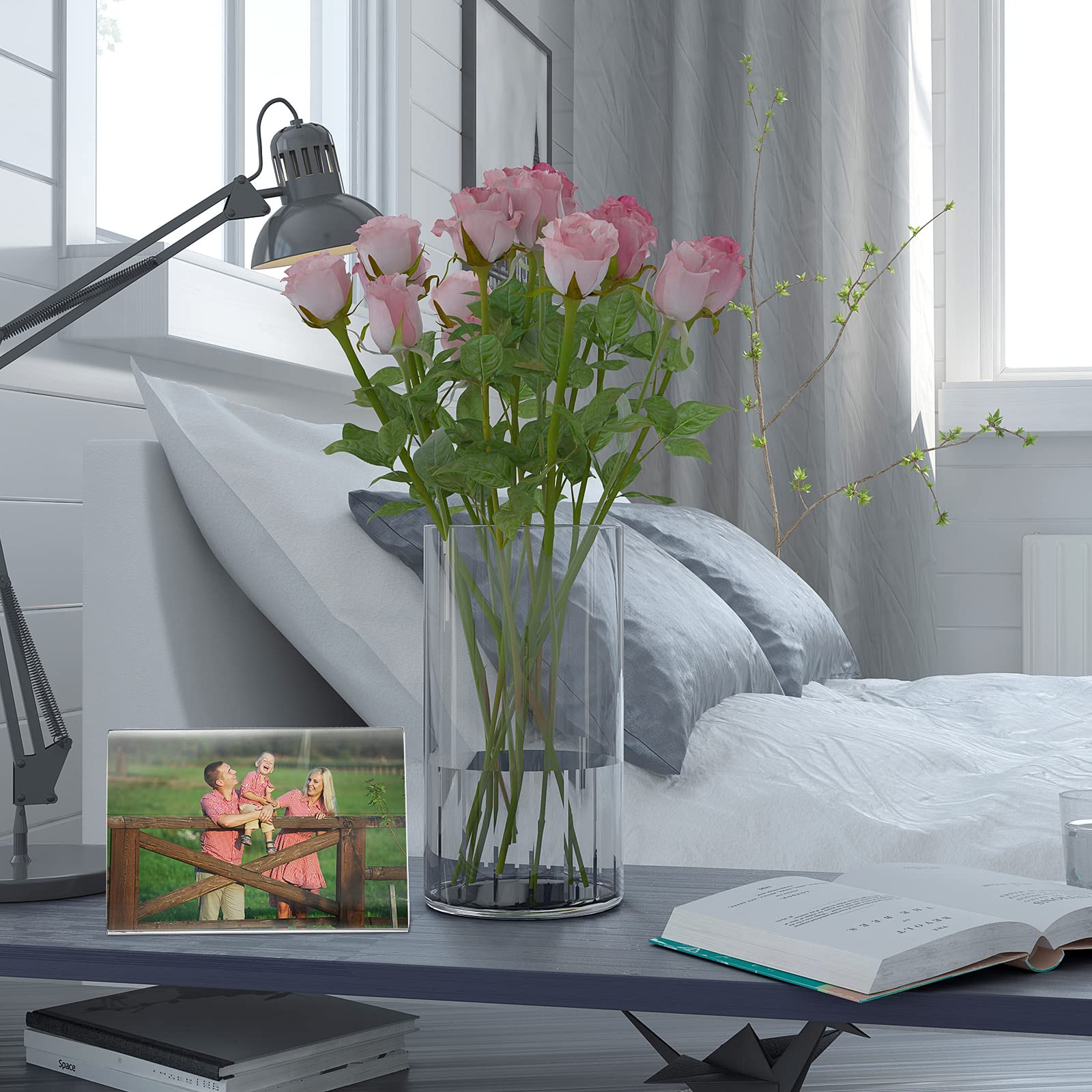 Yulejo 24 Pieces Acrylic Frame Stands Sign Holder Clear Flyer Display Stand Slant Back Picture for Home Office Desktop, Vertical & Horizontal,4x6 Inches