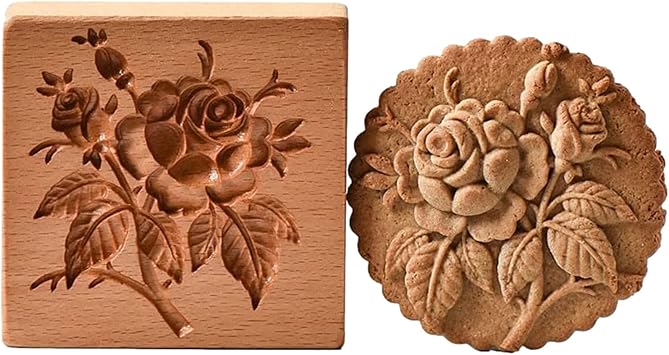 Cookie Cutter Carved Wooden Mould Press Cookie Mold, Cookie Cutter Embossing Mold, Wooden Biscuit Cutter Cookie Presses Stamps DIY Halloween Thanksgiving Christmas L