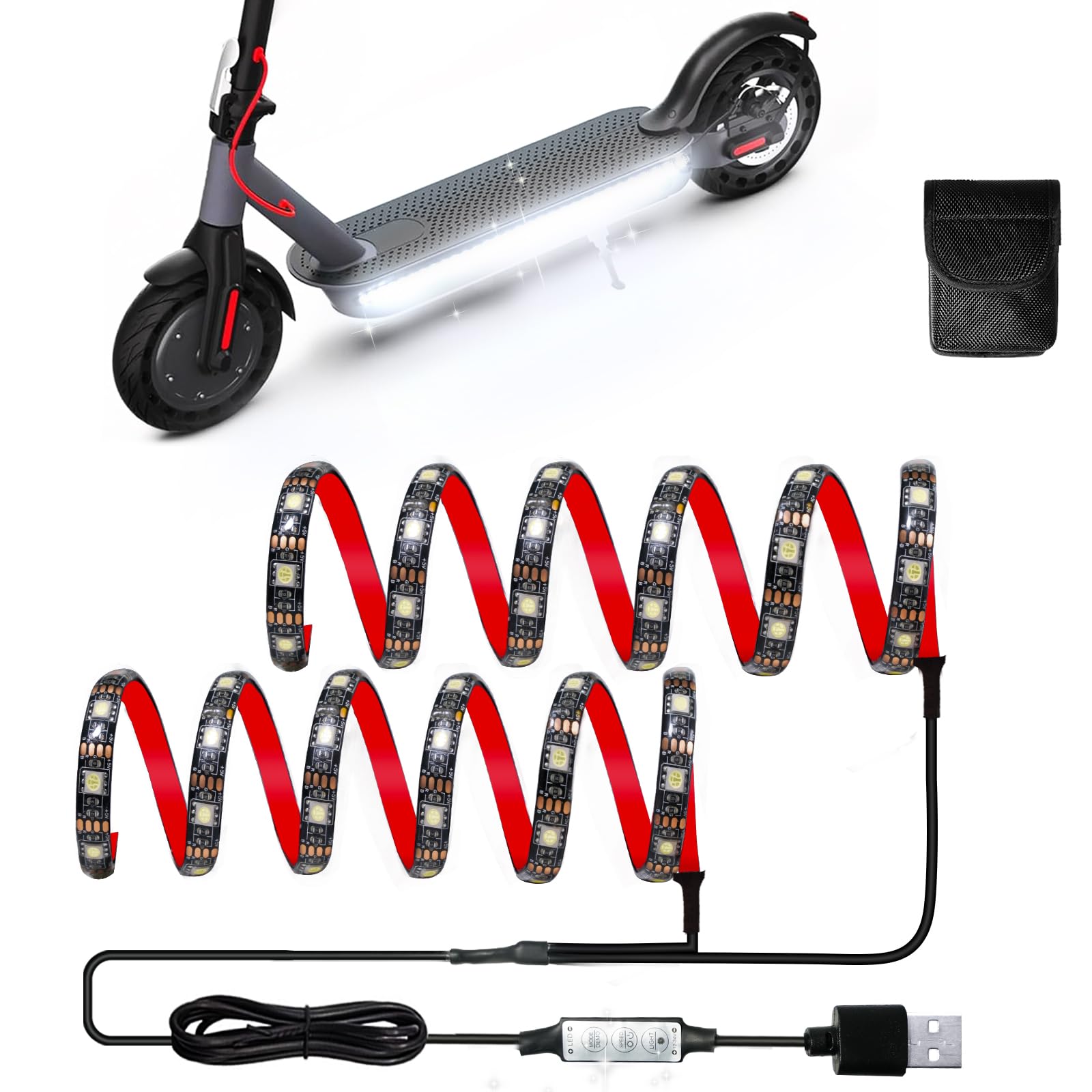 Keiurot Led Lights for Scooter Night Riding Electric Scooter LED Strip Light Led Light Strips 5V Flashing Mode for Outdoor