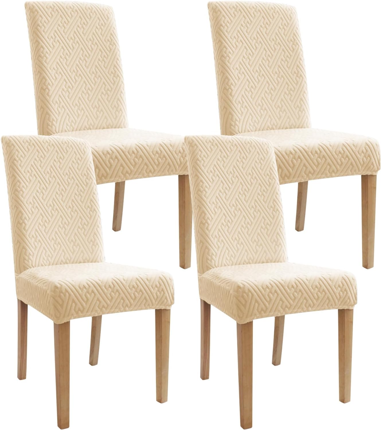 Chair Covers, Dining Room Chair Covers, Keep Chairs Dustproof, Washable, Regular Size, Chair Covers 4 Pack,for Kitchen, Hotel, Meeting Cream White 4PCS