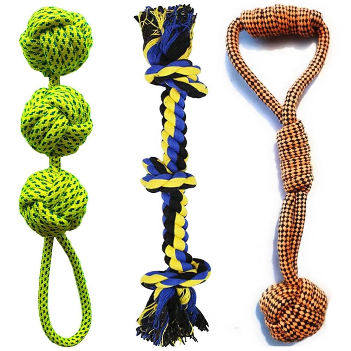 PETZLUV Dog Chew 3 Knot Rope Aggressive Chewers Large Breed, Heavy Duty Dental Rope Toys Kit for Medium Dogs, 3 Knotted Indestructible Dog Ball Toy - Color May Vary (B0D3QNG15C) Amazon Price History, Amazon Price Tracker