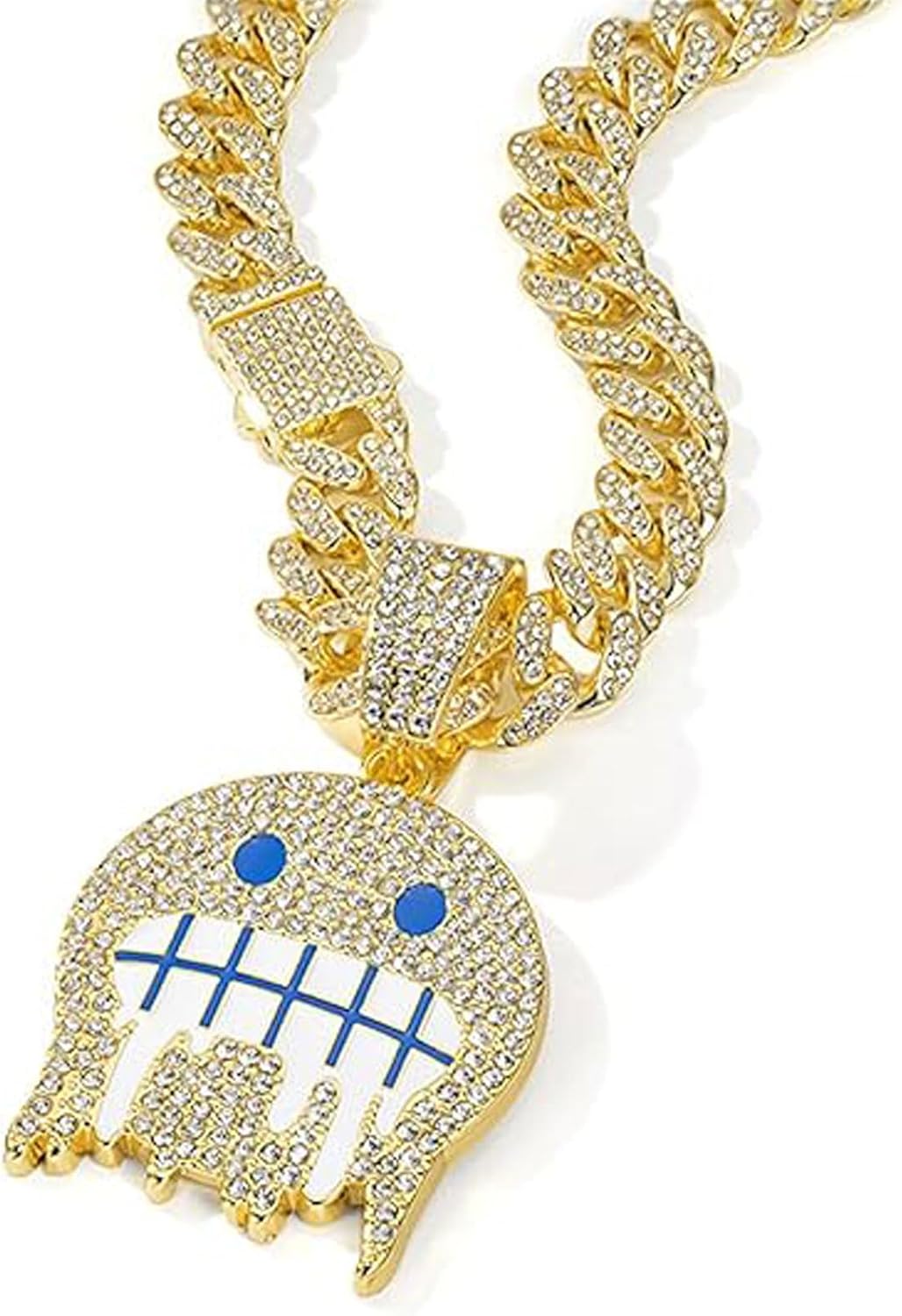 Smiling Face Hip-hop Cuban Chain, Rhinestone Pendant Martinique Ubuy