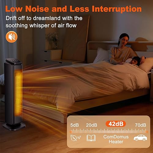 Miniatura 5 de Calentadores de espacio de torre de 30 pulgadas para uso en interiores, calentador eléctrico oscilante de 1500 W con control remoto, termostato y