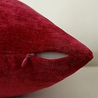 Vista 4 de Jeneoo - Fundas de almohada decorativas rojas brillantes de chenilla suave, fundas de cojín cómodas y sólidas para sofá de sala de estar