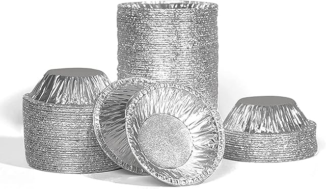 Suneast 100Pcs Disposable Aluminum Foil Tart Mold, Mini Egg Tart Cases Cake Cups Tin Pie Trays Muffin Mould for Baking