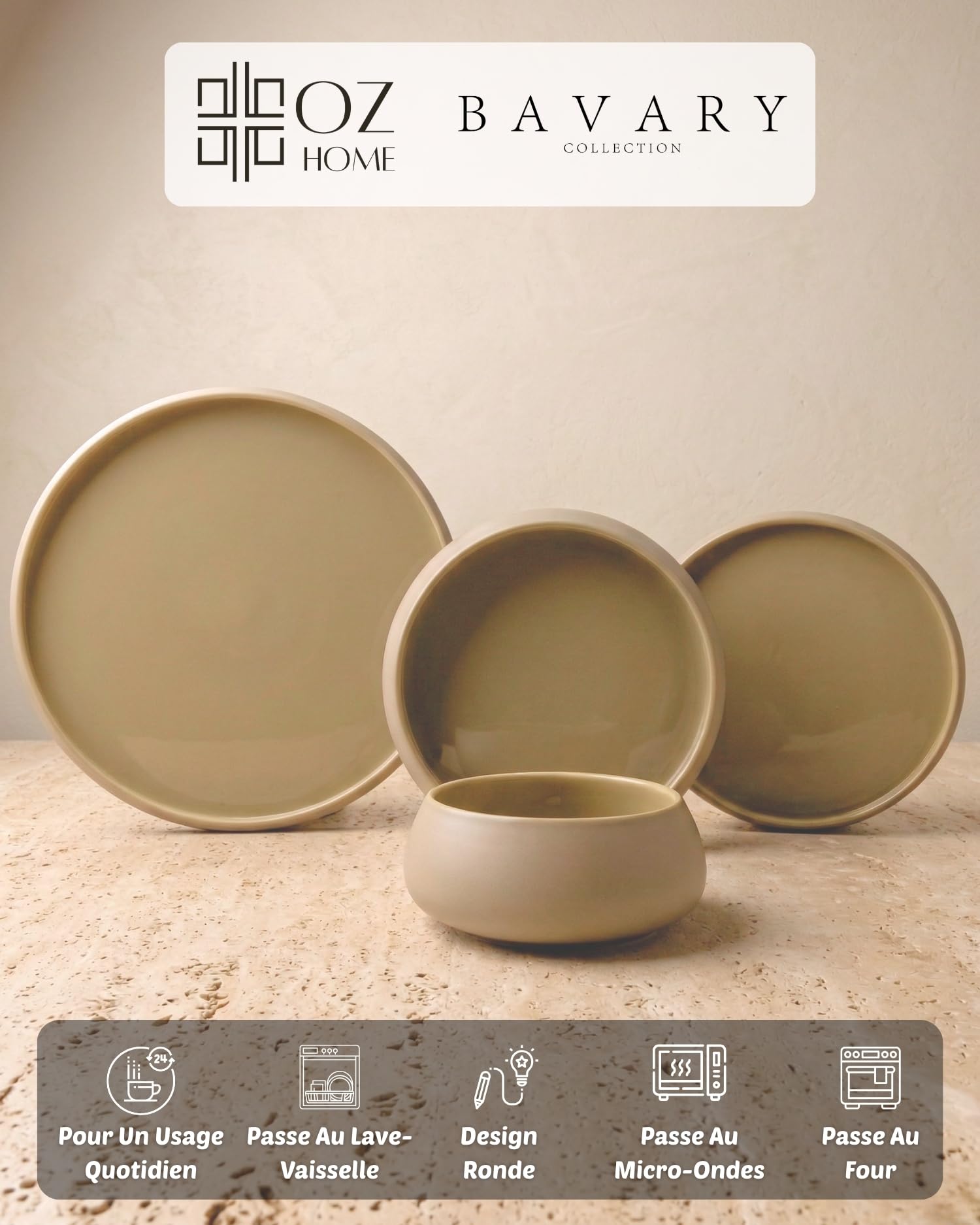BAVARY Service Vaisselle Chubby-B 24 Pcs – Set De Table & Assiette Porcelaine – Service De Table 6 Personnes De Plates & Assiette Creuse, Bols, Vaisselle Et Arts De La Table Micro-onde/Lave-Vaisselles