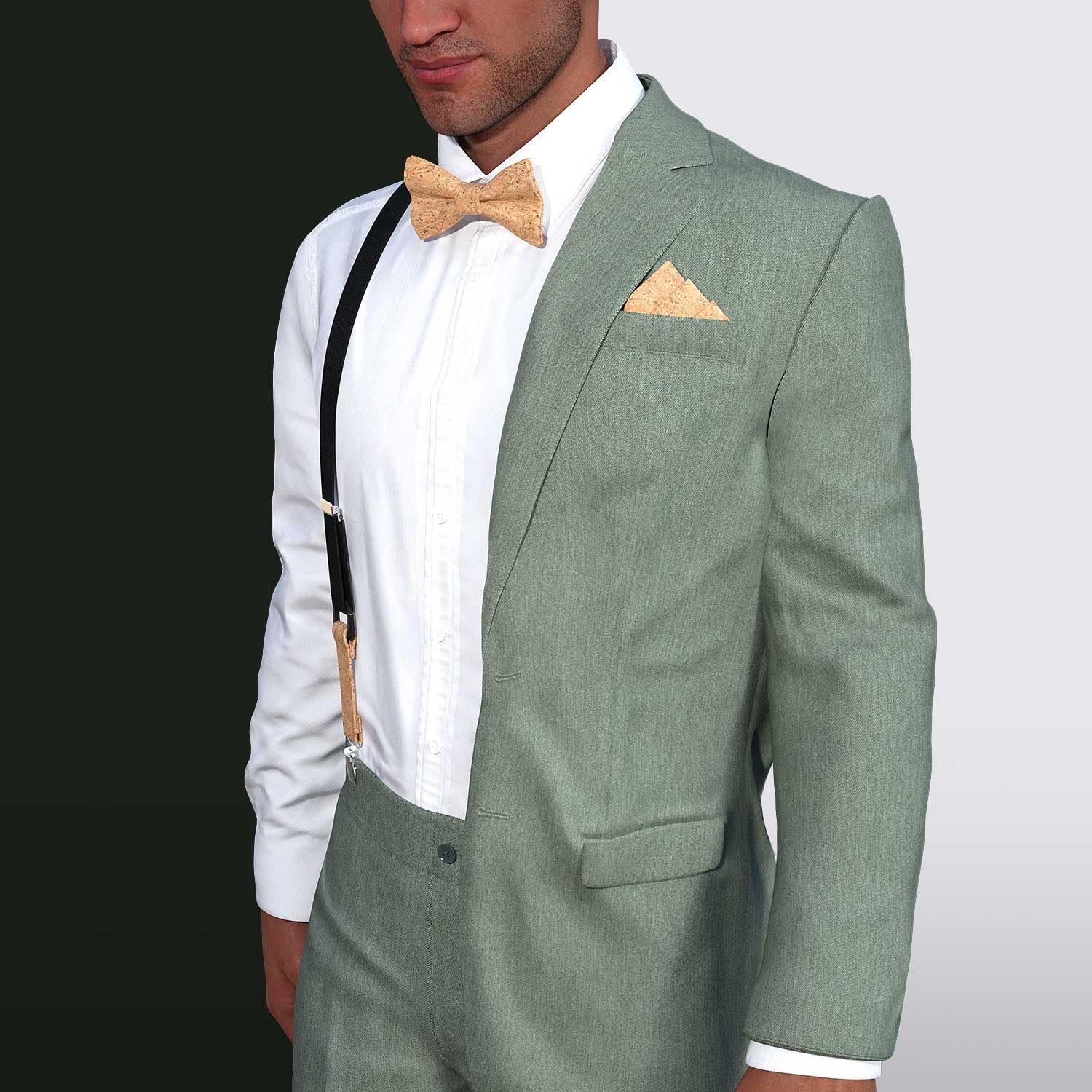 Herren Hosenträger aus Kork | Canyon Beige Natur | Vegane Hosenträger | Iconic Y-Form | Geschenkidee Hochzeit | Handgefertigt in Leipzig