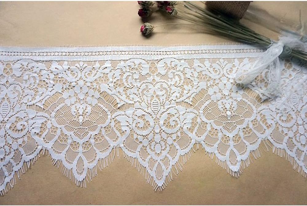 3 Meters White Eyelash Edge Lace Trim Ribbon for Bridal Shawl Lace top Dresses