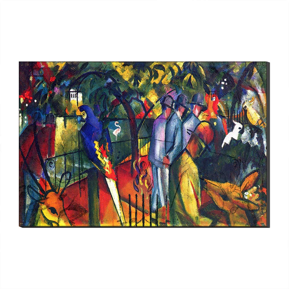 Reproduction tableau sur toile Jardin Zoologique I August Macke cadre mural 60x90 cm