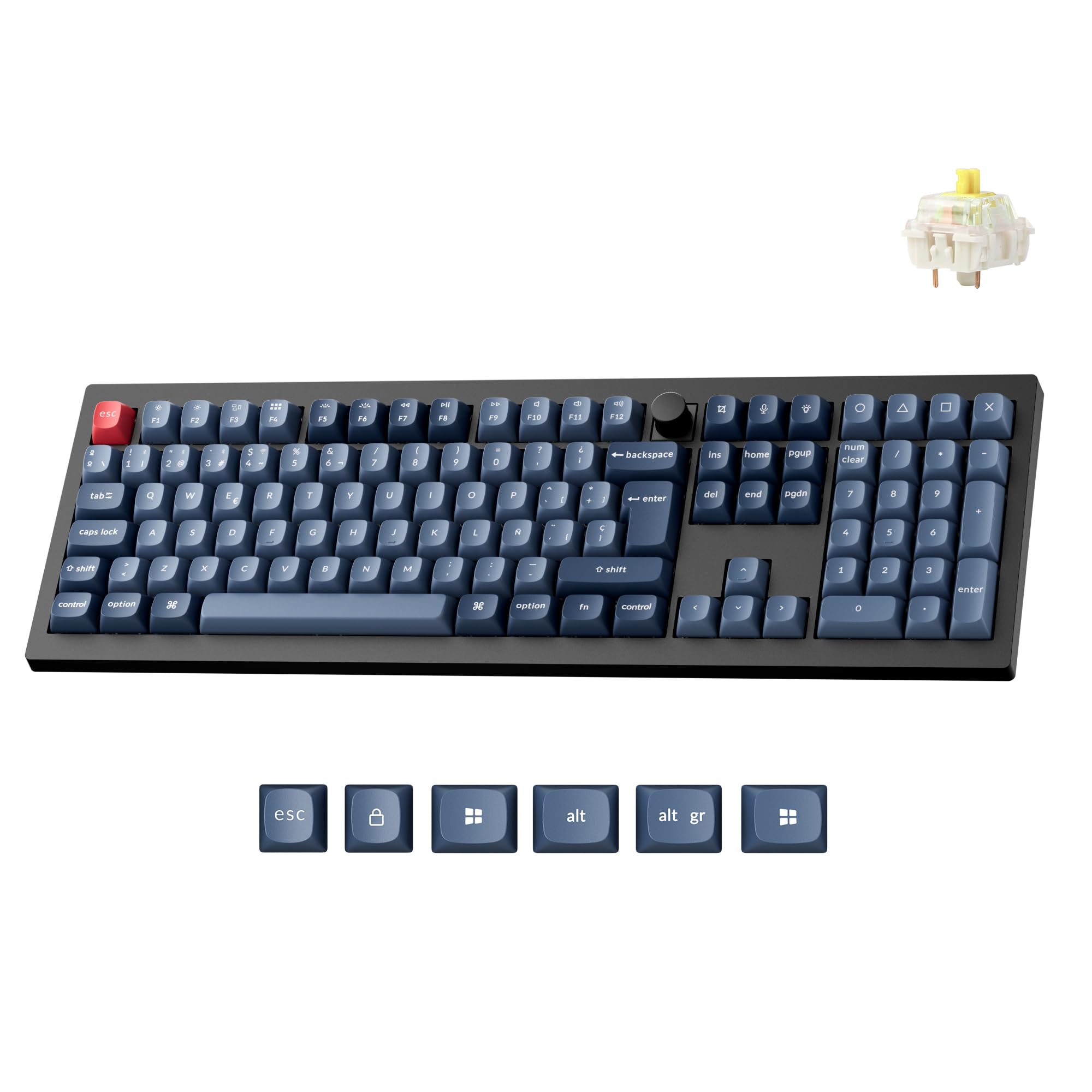 Keychron V6 MAX Teclado Mecánico Gaming Inalámbrico, 2.4 GHz/Bluetooth/Cable, Distribución QWERTY Español, Programable QMK, Compatible con Mac, Windows y Linux, Interruptores Gateron Jupiter Banana