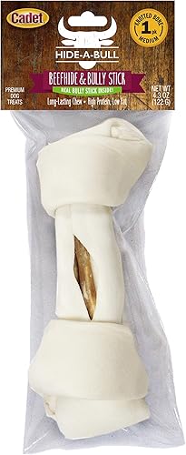 Cadet Hide-a-Bull - Hueso de cuero crudo y palo de toro para perros de 9 a 10 pulgadas