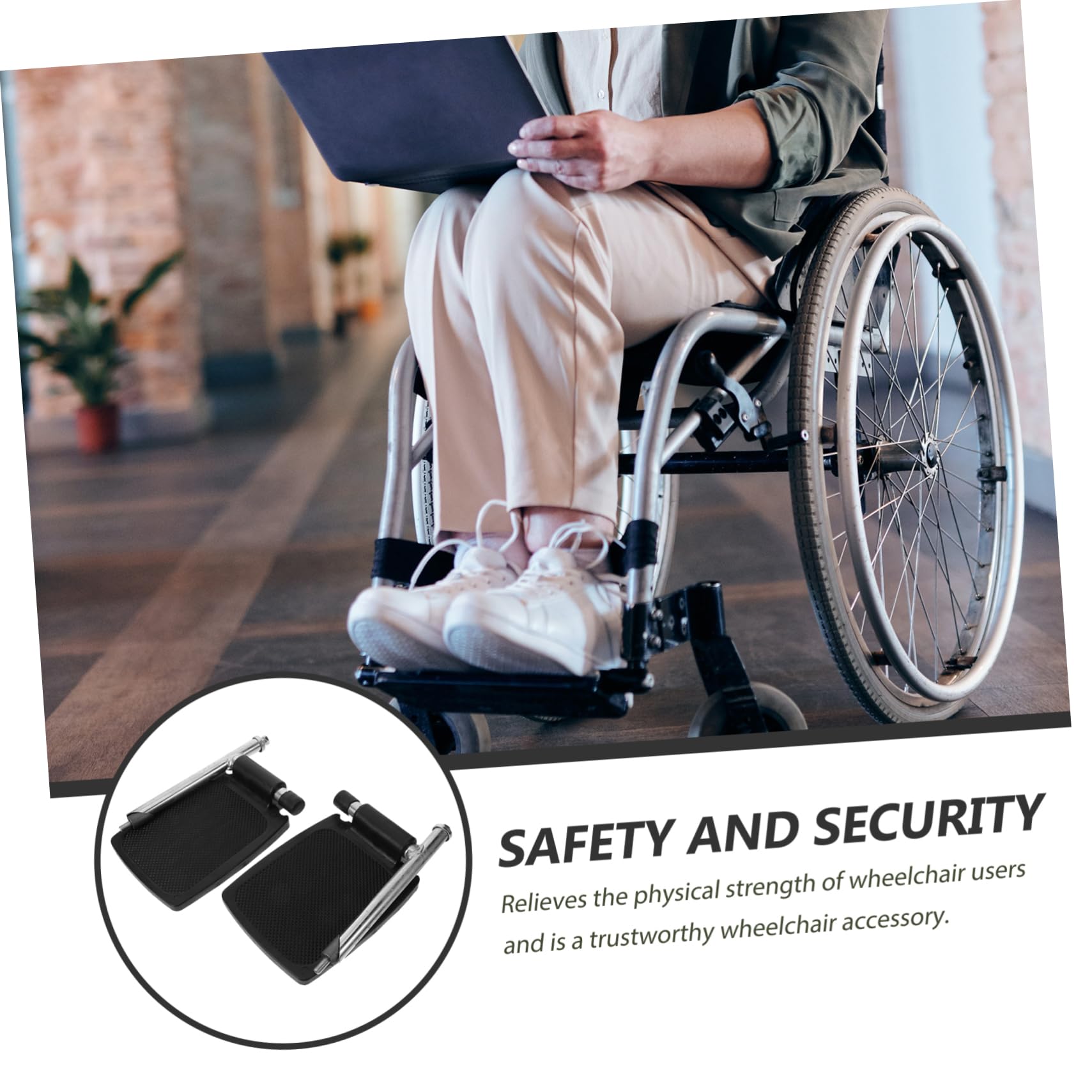 Didiseaon Reposapiés para Sillas de Ruedas de Aleación de Aluminio Diseño de Poste de Soporte, Accesorio Portátil para Reducir Carga del Cuidador, Adecuado Edades