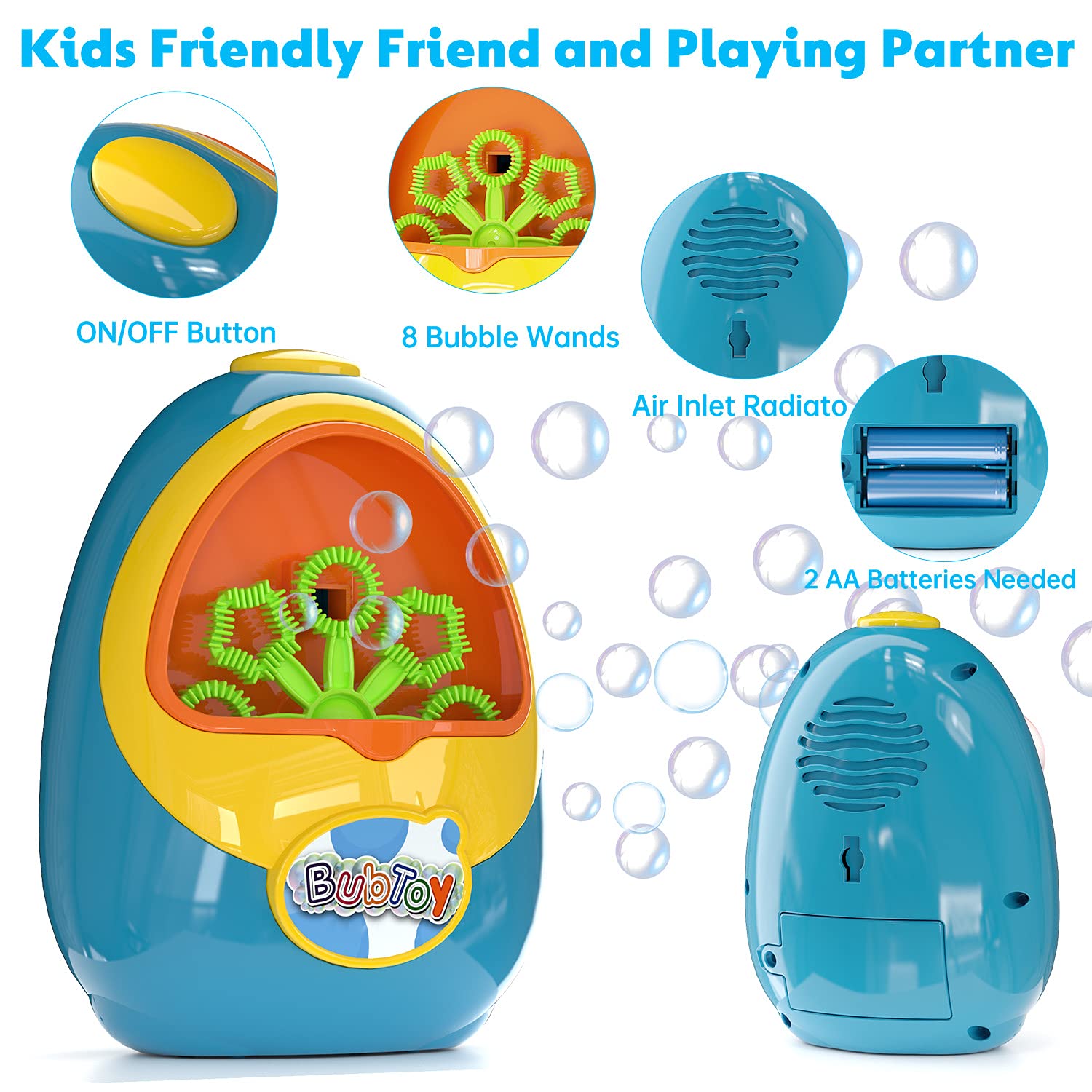 Bubble Machine for Kids - Automatic Bubble Blower 5000+ Bubbles Per Minute, High Output Bubble Maker Toys Bubbles for Toddlers, Christmas Birthday Gifts for 3 4 5 6 7 8 Years Old Boys Girls