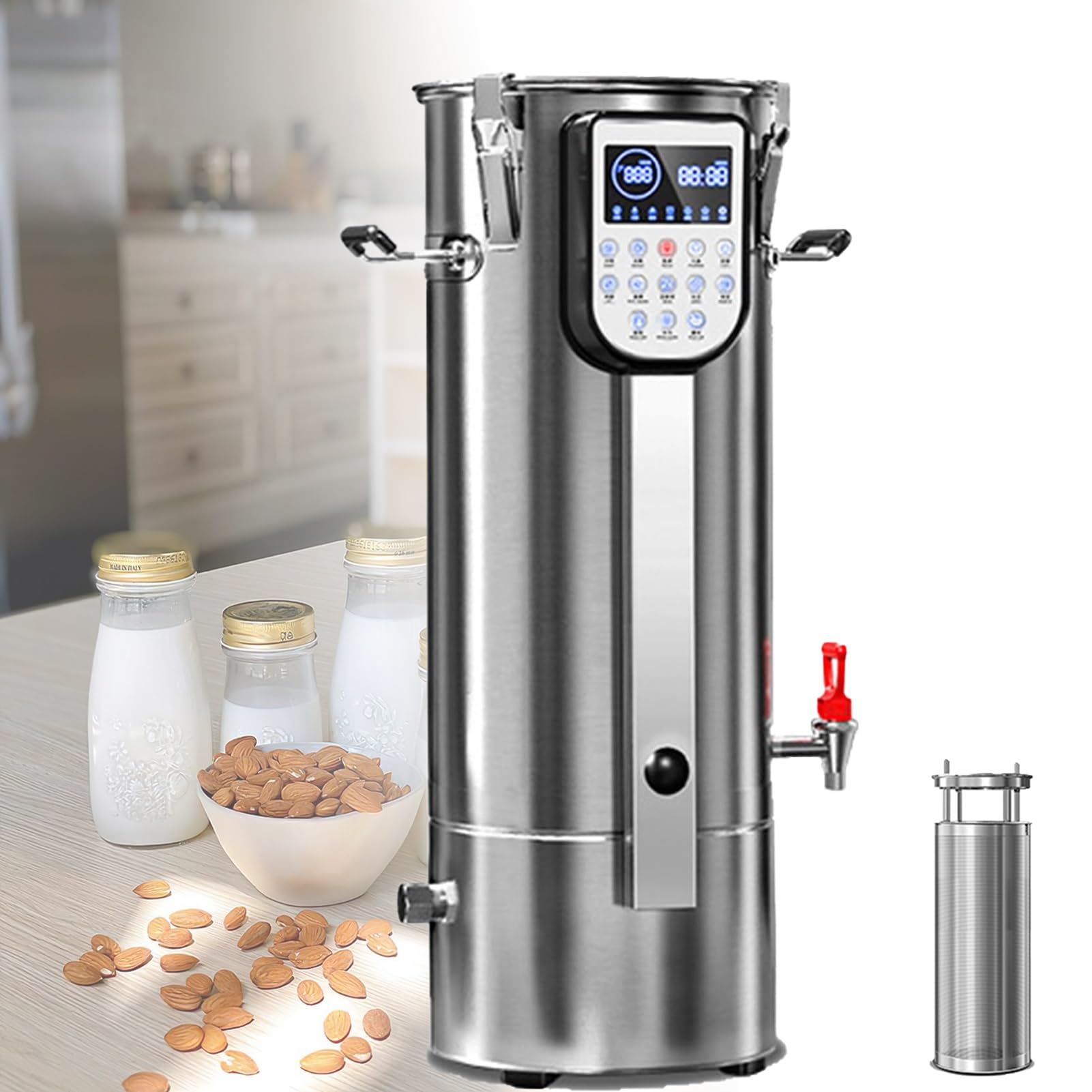 STWBHW Commercial Soybean Milk Machine,Nut Milk Maker Machine,Stainless Steel Automatic Soy Milk Grinder,Canteen Grain Milk Separation Soymilk Machine,for Almond milk, Oat Milk, Rice Milk(13L)