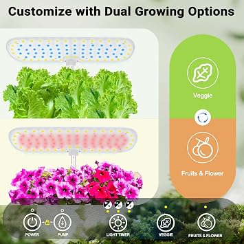 Large Hydroponics Growing System 14 Pods, Indoor Herb Garden with LED Grow Light, 5L Water Tank, Hydroponic Grow Kit with Auto-Timer, STEM Growing kit